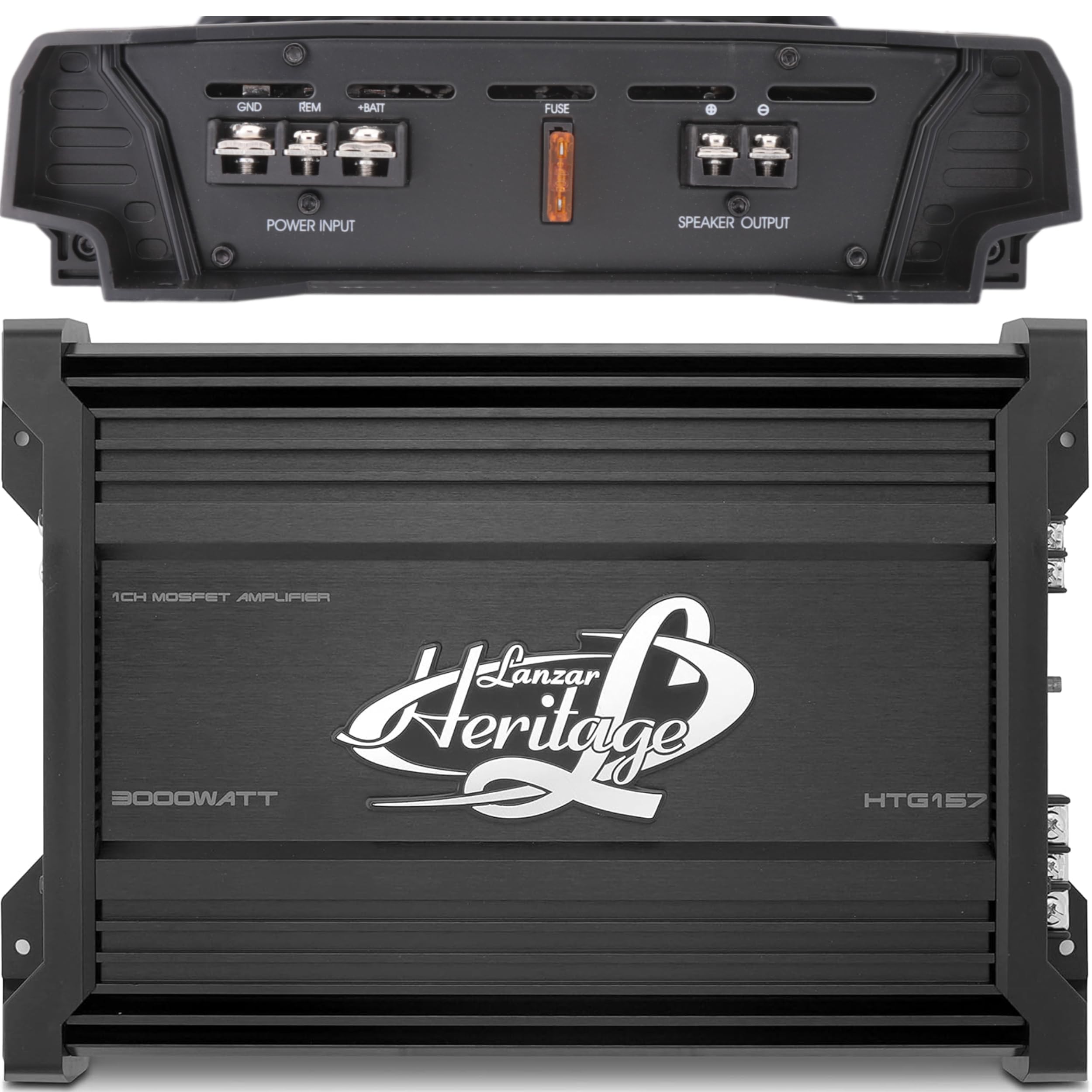 Lanzar HTG157 3000W Monoblock Car Audio Amplifier, 2 Ohm, Black, Bass Boost, RCA Input