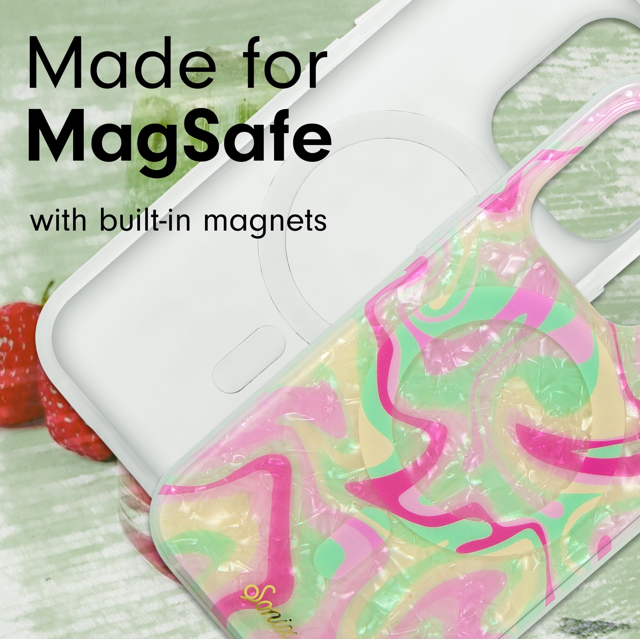Sonix Case For Iphone 15 Pro | Compatible With Magsafe | 10Ft Drop Tested | Strawberry Matcha