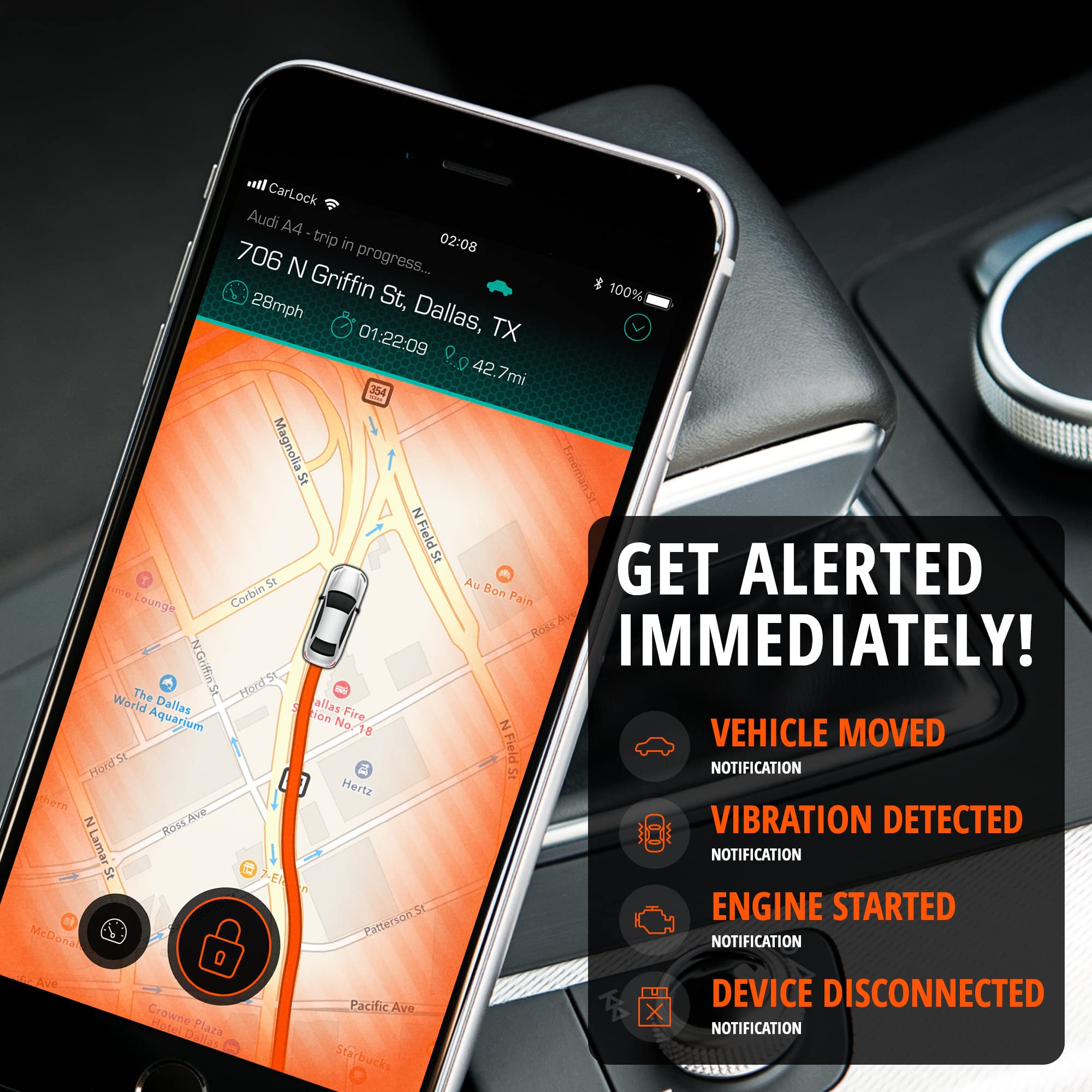 Carlock Wired Hidden Gps Car Tracker   12 24V Battery, Anti Theft Car Device, 4G Lte, Instant Alerts, Easy Install, Multi Networ