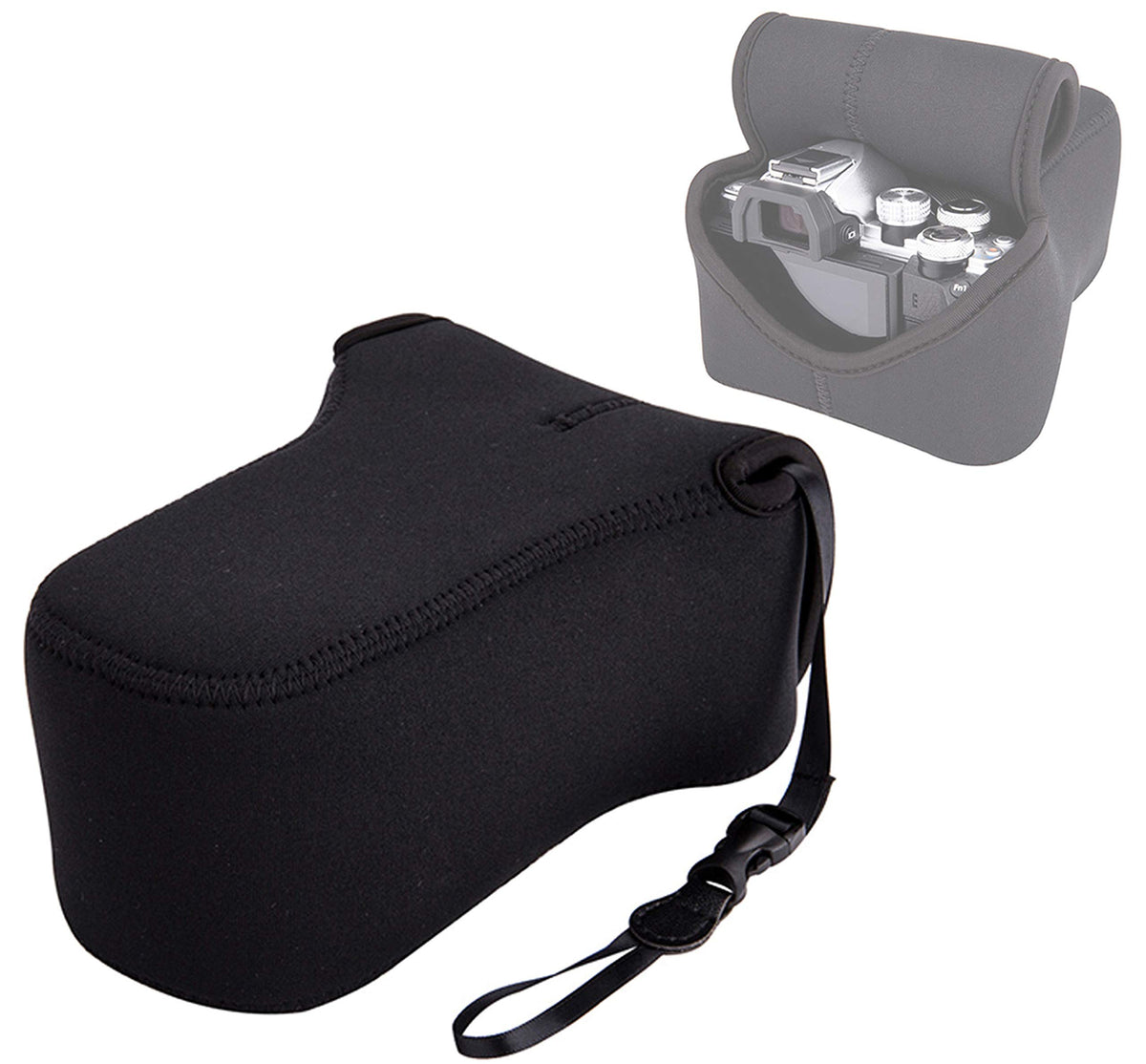 JJC Black Ultra Light Neoprene Camera Case for Fujifilm Fuji X-T100 X-T30 X-T20 X-T10 +50-200mm/50-230mm Lens, Pouch Bag for Olympus E-PL8 E-M5II E-M10 II, Canon M50 M5 with Telephoto lense