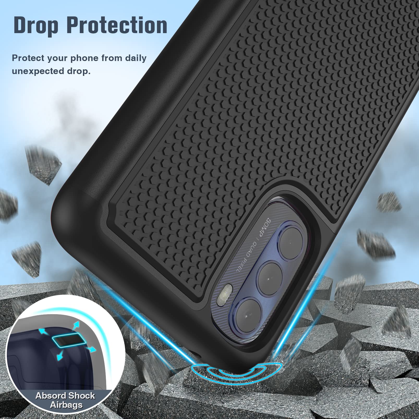 BNIUT Phone Case for Motorola Moto G Stylus 4G 2022 Dual Layer Heavy Duty Shockproof TPU PC Black Matte