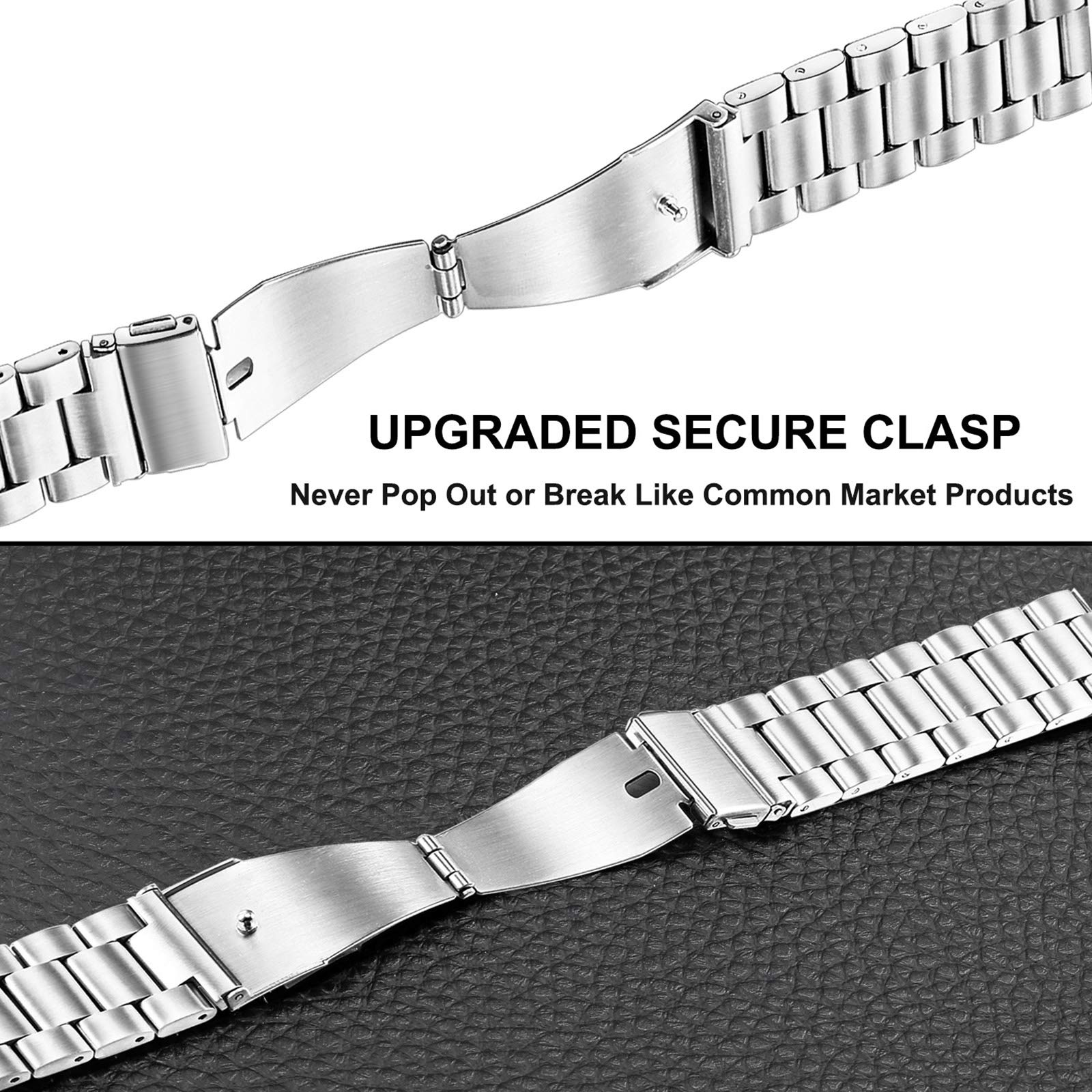 Trumirr Silver Band Sets For Fossil Women 'S Gen 5 Carlyle/Garrett/Julianna Smart Watch, 22Mm Solid Stainless Steel Metal + Mesh