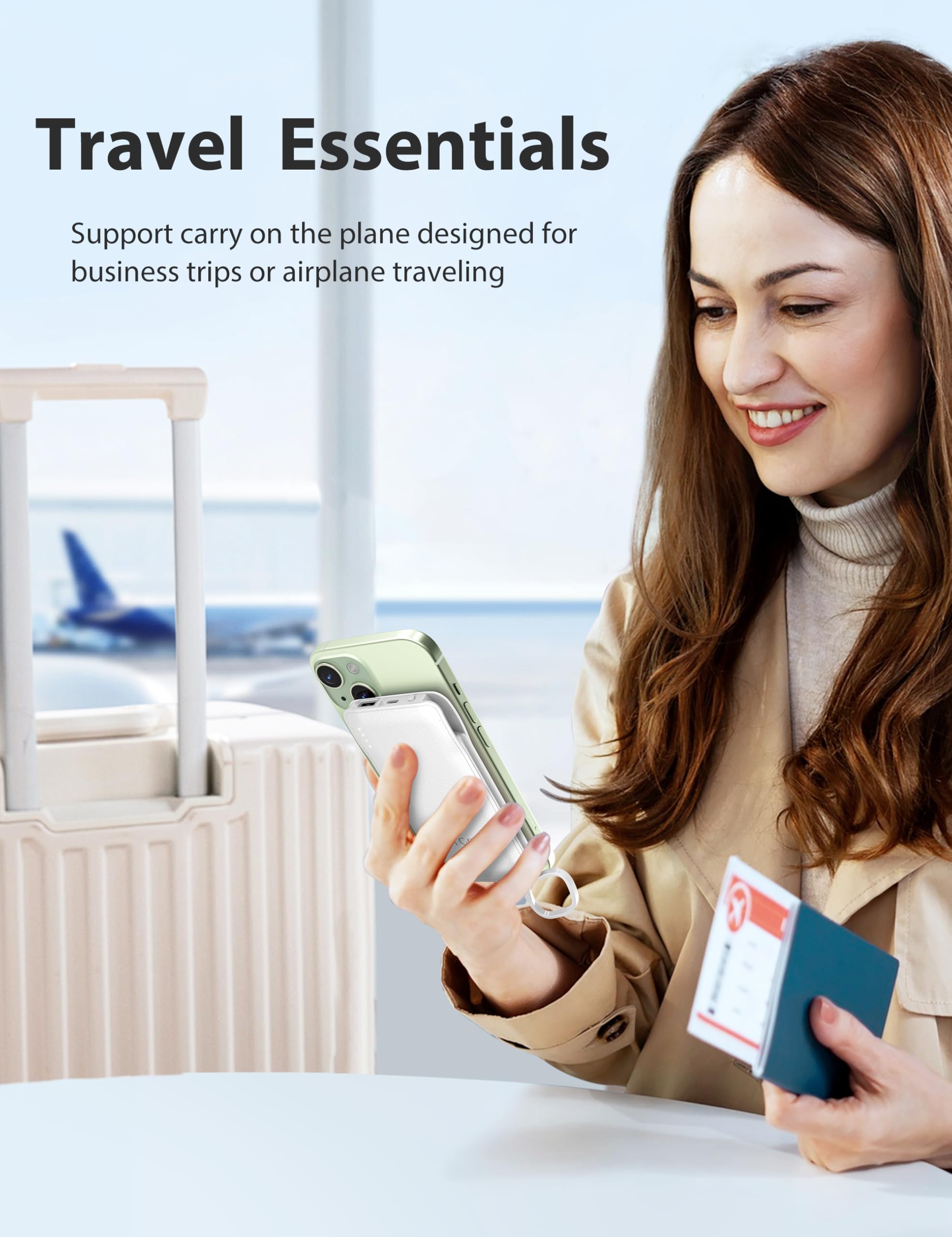 Tg90 Portable Charger Power Bank With Built In Foldable Ac Wall Plug And Cables,10000Mah Usb C External Battery Charger Compatib