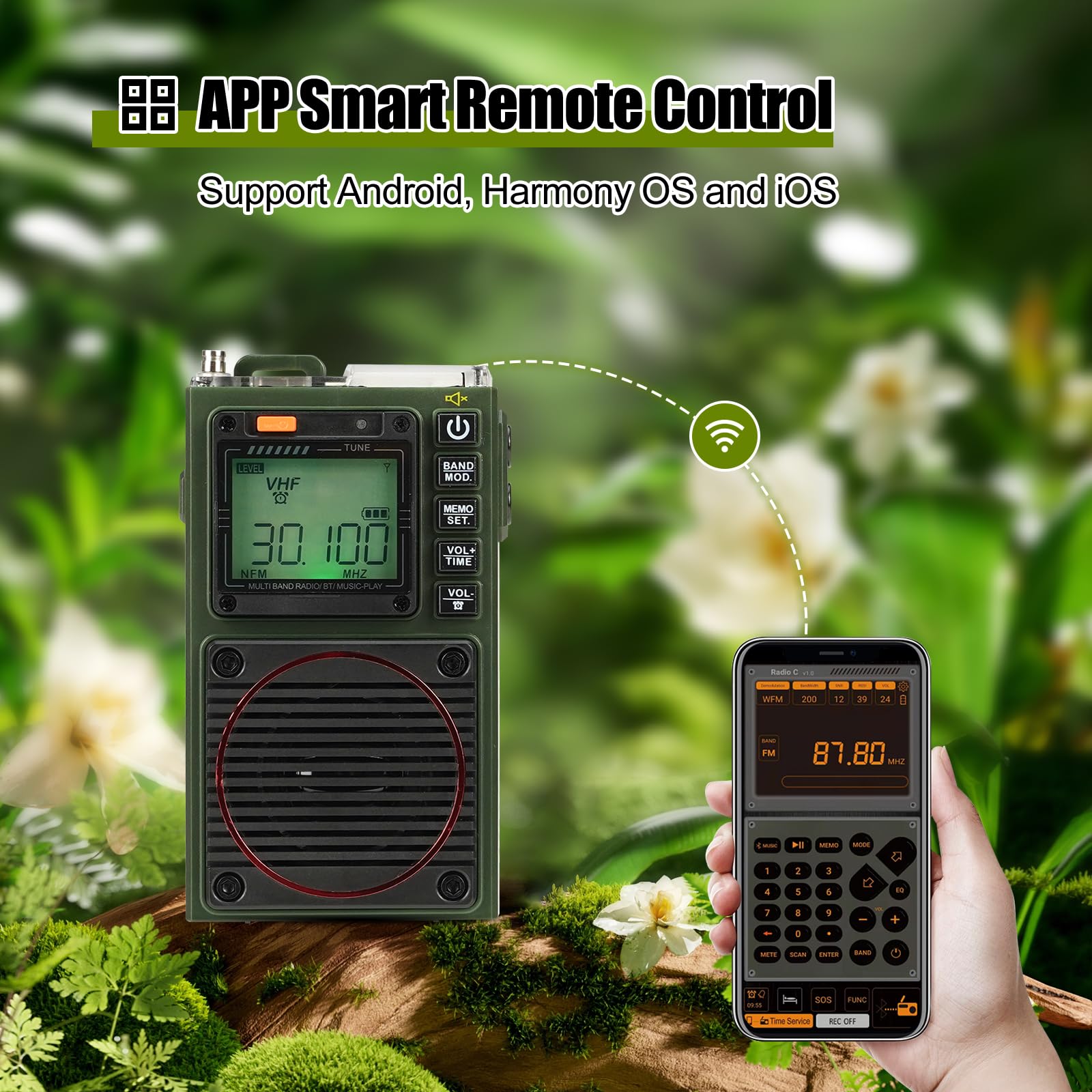 Retekess Tr111 Shortwave Radio, Pocket Radio With Bluetooth, Am Fm Sw Vhf Wb Radio With App Control, Tf, Clock, Alarm, Sleep Timer, Sos, Flashlight