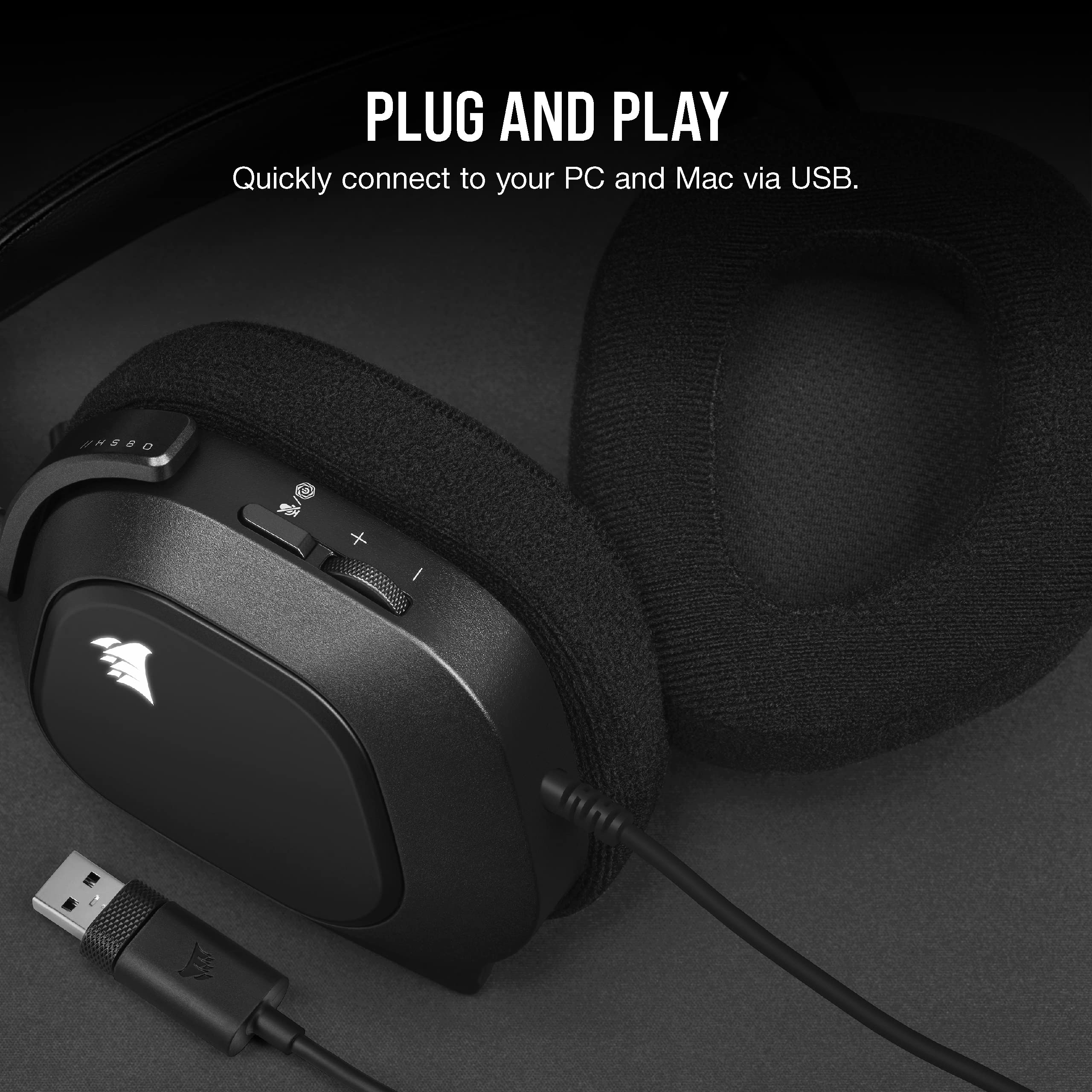Corsair Hs80 Rgb Usb Premium Gaming Headset With Dolby Audio 7.1 Surround Sound (Broadcast-Grade Omni-Directional Microphone, Me
