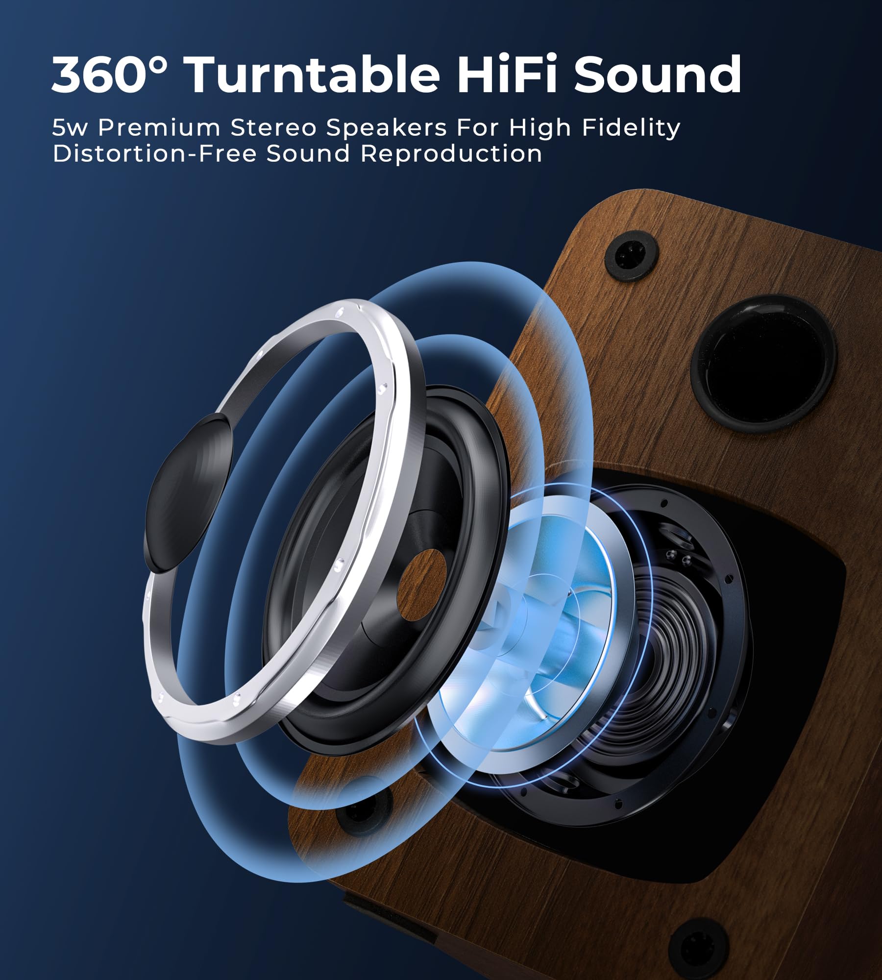 Vangoa Record Player Turntable, Vinyl Record Player Turntables With 2 Stereo Speakers, Belt Driven Bluetooth Turn Table Lp Playe