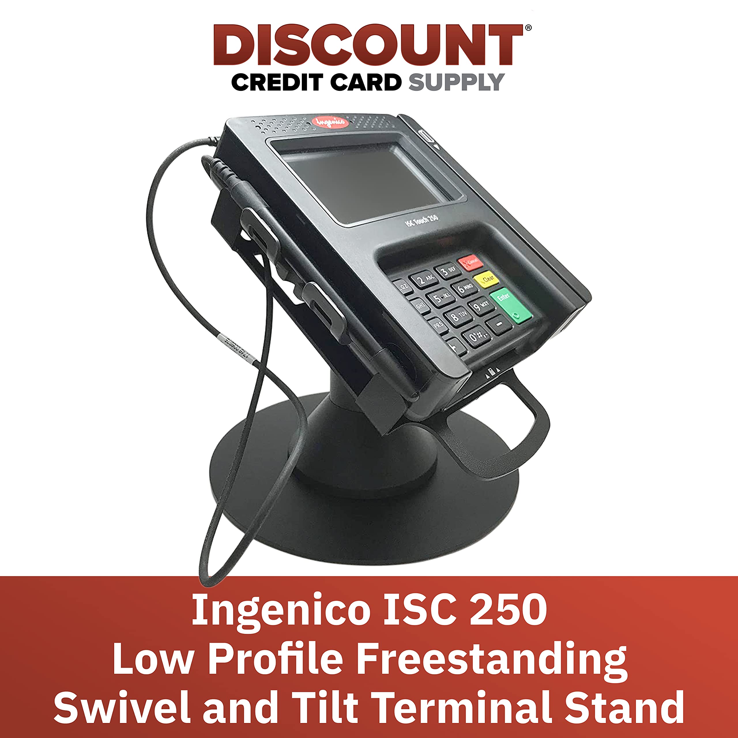 Discount Credit Card Supply Dccstands Ingenico Isc 250 Freestanding Terminal Stand With Round Plate