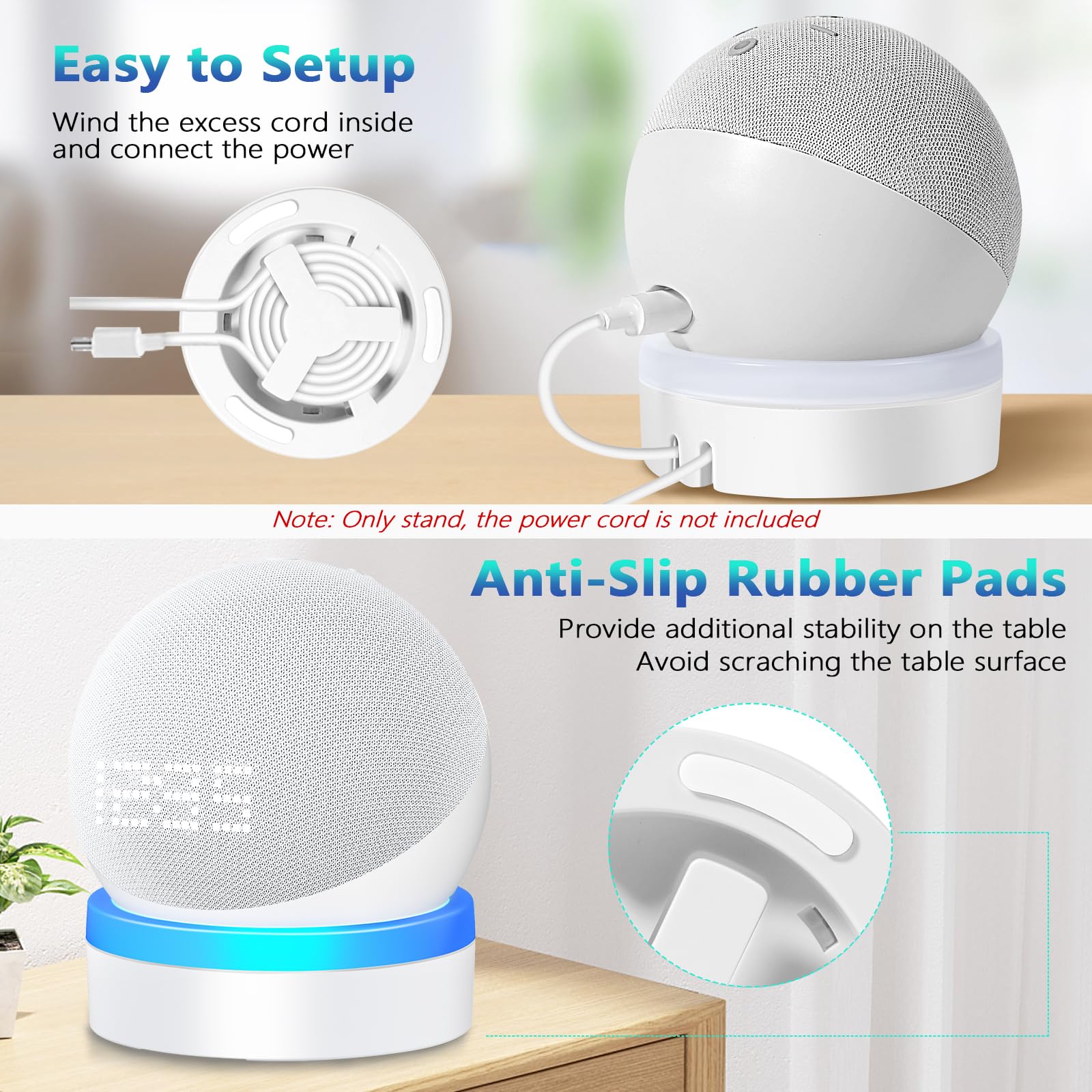 Fuqintop Stand For Echo Dot 4Th/5Th Generation, Table Holder Mount With Light Guide, Enhance Light Effect, Space Saving Dot 4/5