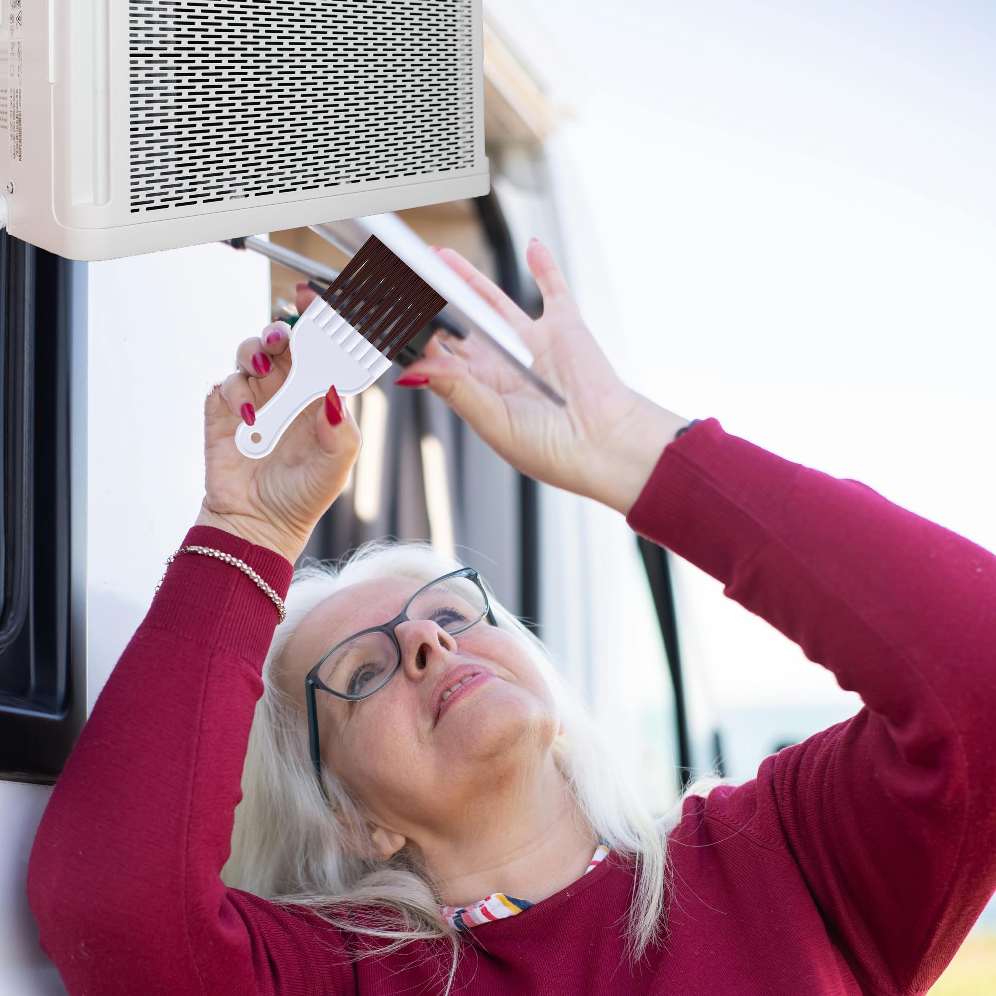 Lonchdan 2Pcs Air Conditioner Fin Comb Cleaner Kit Ac Coil Cleaning Brush Condenser Fin Straightener Ac Evaporator Comb Radiator