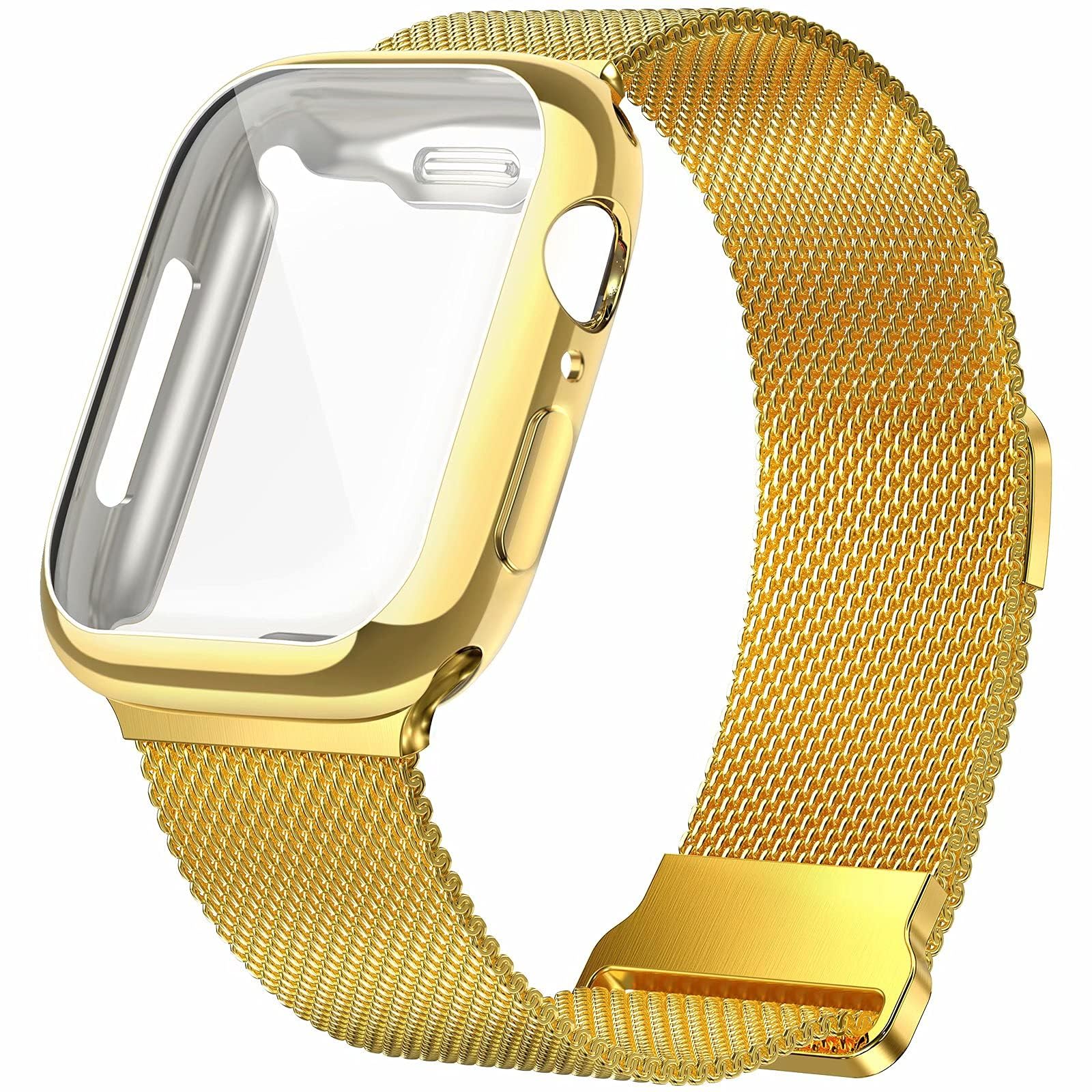Geoumy Metal Magnetic Bands Compatible For Apple Watch Band Series 10 42Mm With Case, Stainless Steel Milanese Mesh Loop Replace