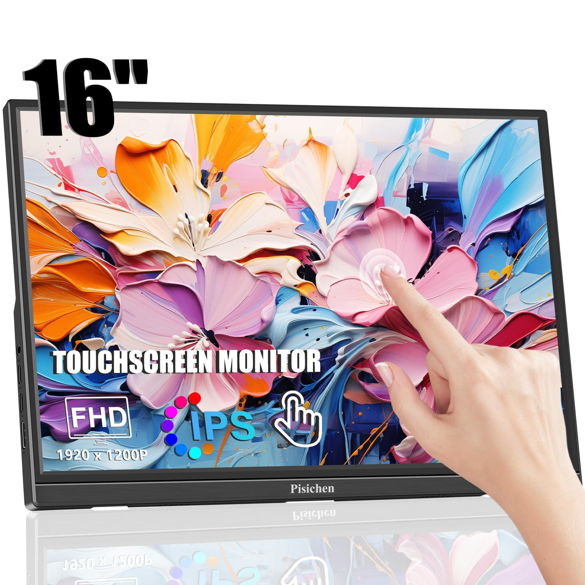 Portable Monitor Touchscreen 16 Inch Fhd 1920X1200P Hdmi Usbc Travel Touch Screen Monitor Ips Display For Pc Laptop Computer Ras