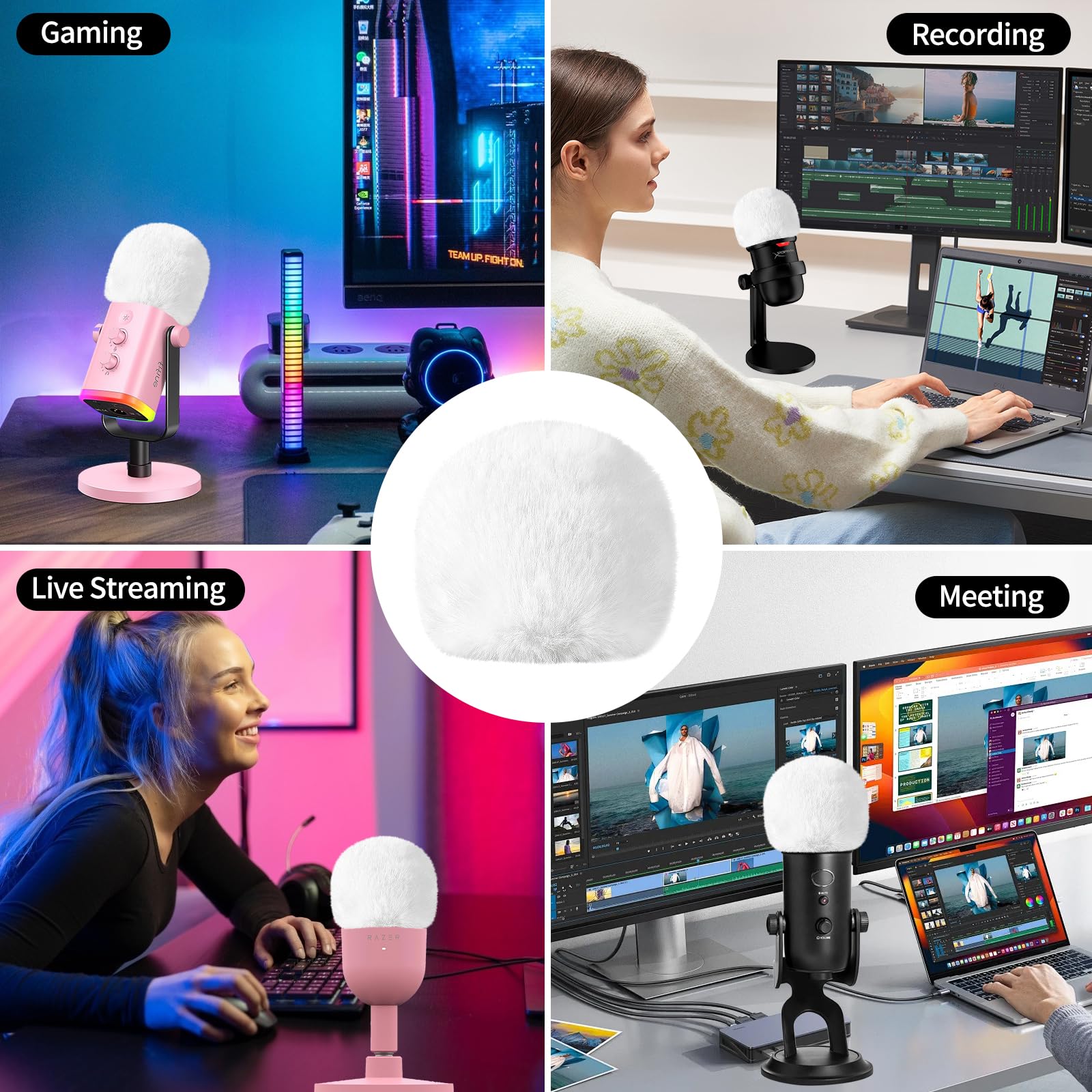 Pop Filter For Blue Yeti Microphone,Professional Mic Covers Foam With Furry Windscreen Muff Isolation Windshield For Yeti,Yeti X