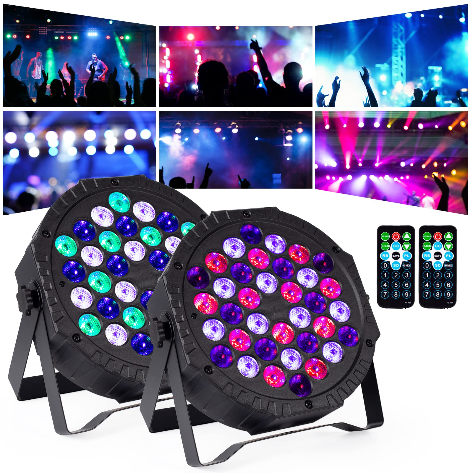 Djboomy Stage Lights 36 Dj Led Par Light Rgb Party Lights Uplights With Sound Activated Remote Dmx Control For Disco Dance Weddi