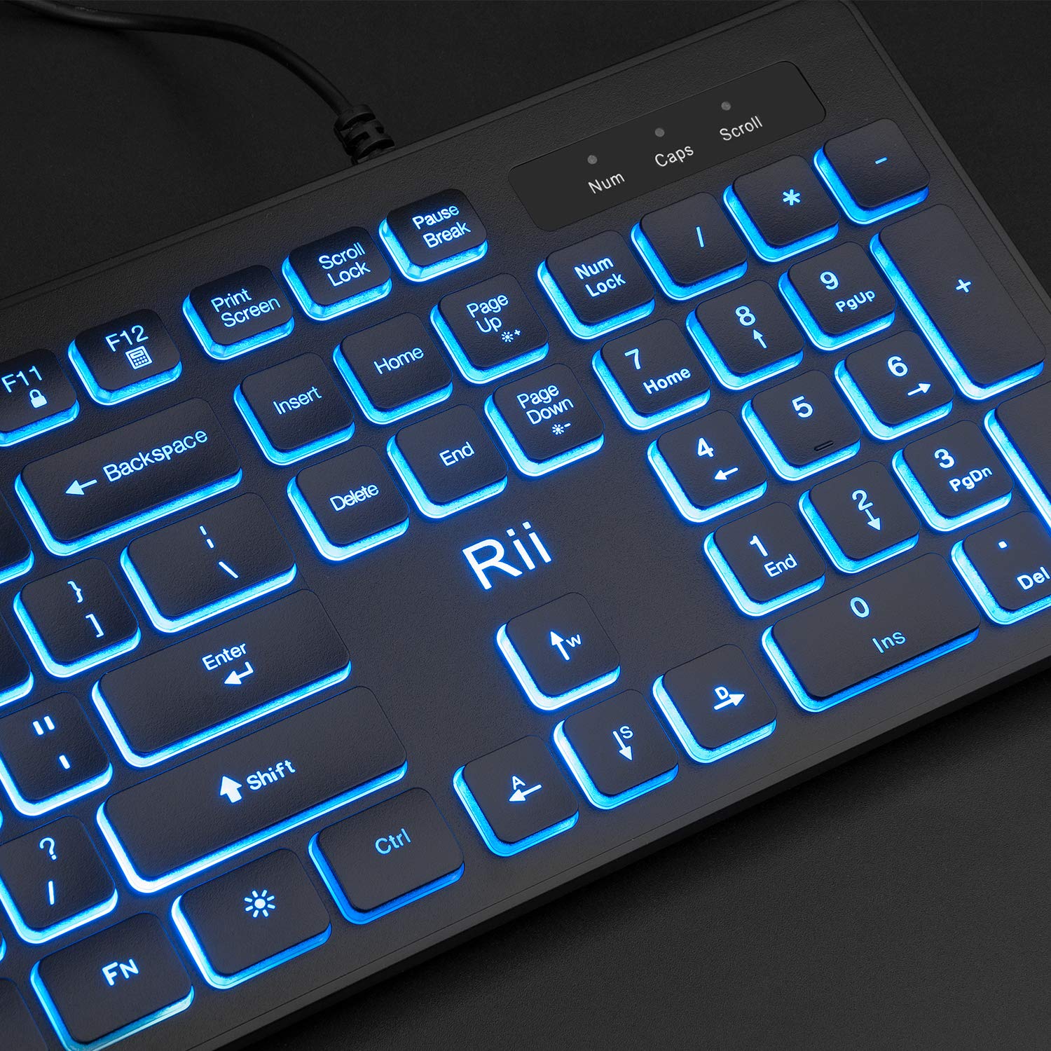 Rii Wired Keyboard and Mouse Combo, RK105 RGB Backlit, Quiet Input for Gaming, Office, School