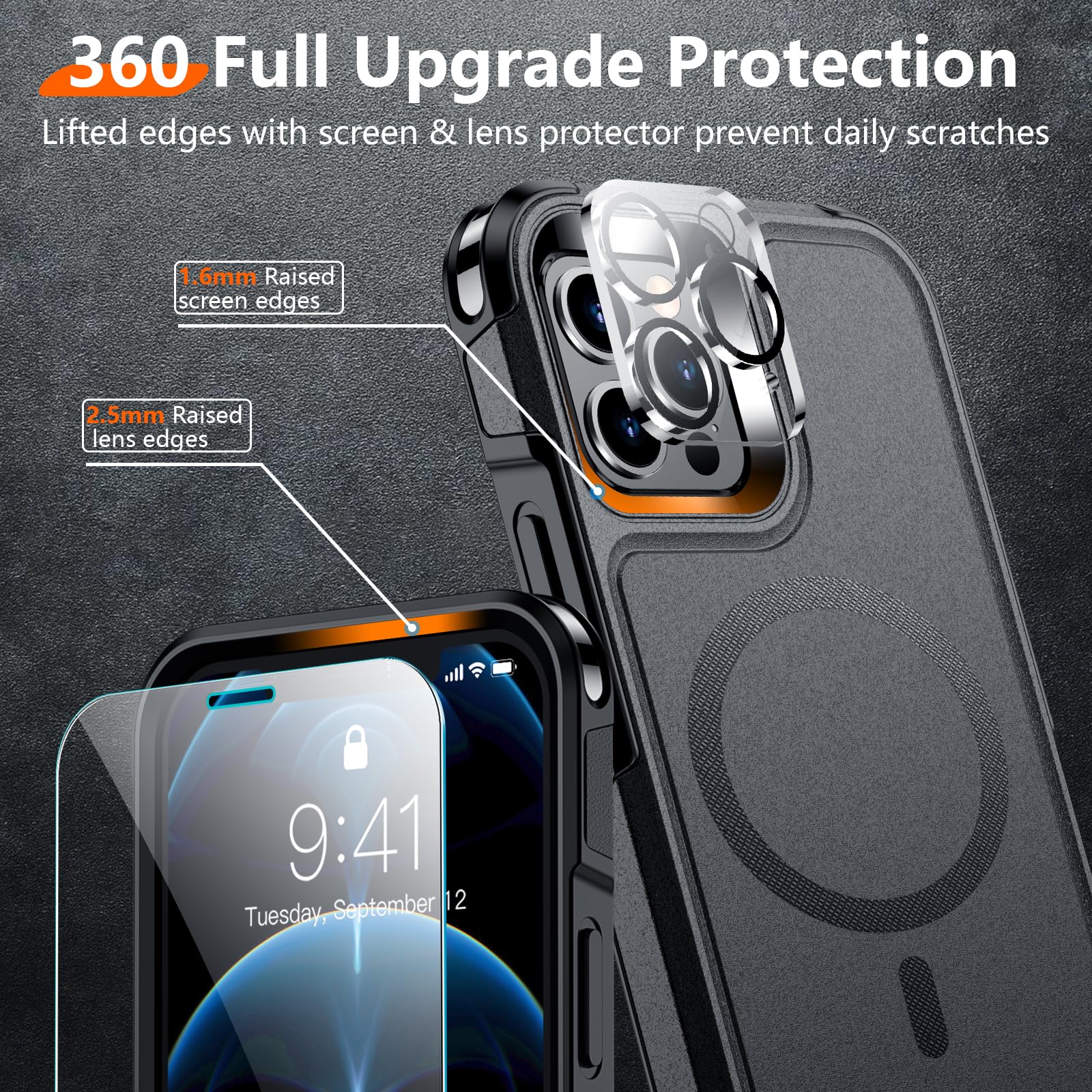 Red2Fire Strong Magnetic For Iphone 12 Pro Max Case, [Compatible With Magsafe] [Military Grade Drop Protection] Non Slip Heavy D