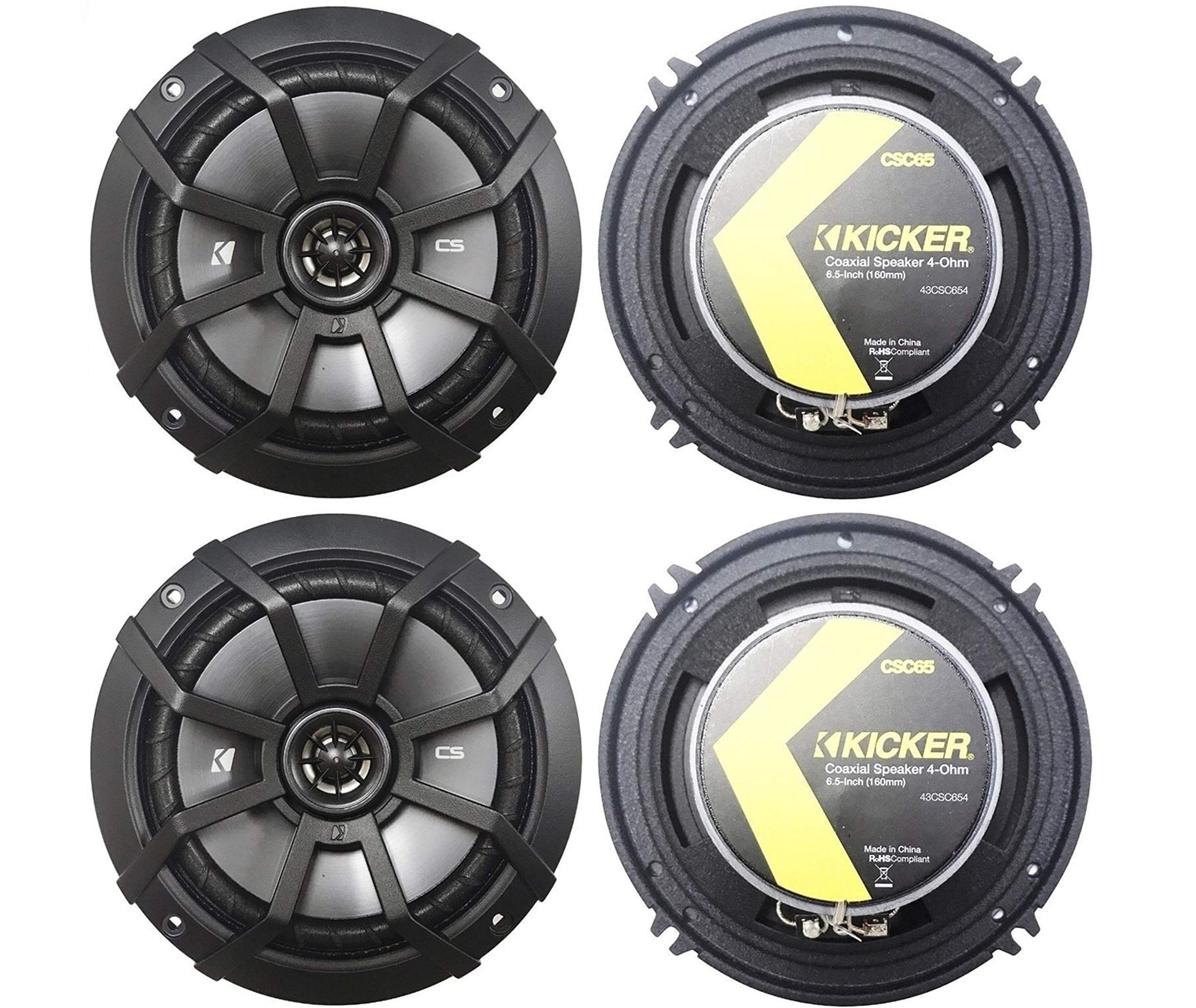 Kicker CS Series CSC65 6.5 Inch Car Audio Speaker with Woofers (2 Pairs)