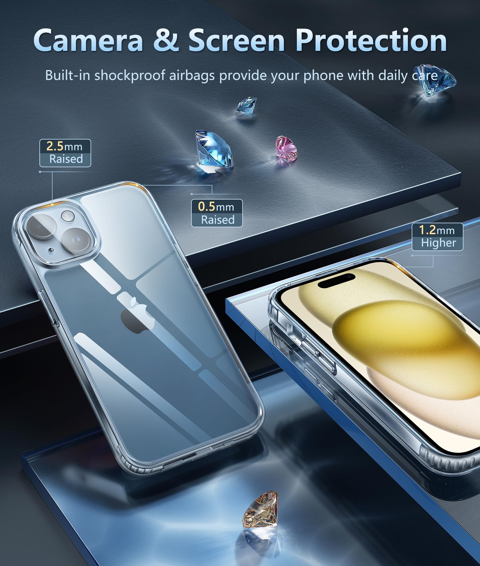 Fntcase For Iphone 15 Plus Case: [Anti Yellowing] [Military Grade Drop Protection] Anti Scratch Shockproof Slim Fit Protective T