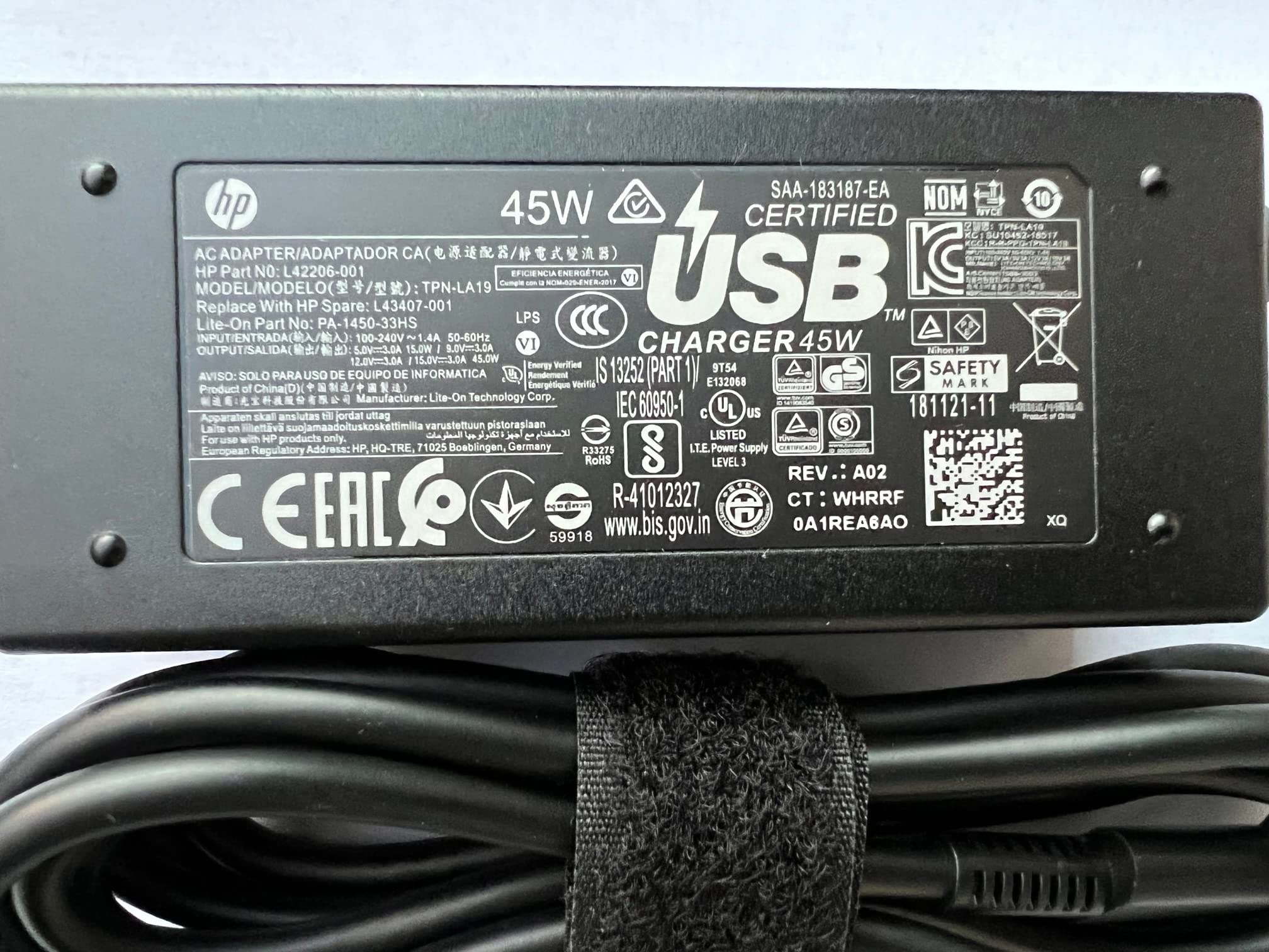 Original Replacement Hp L42206 004   45W 15V 3A Usb C Ac Adapter For Hp Spectre 13 X360, Elite X2 1012 G1, Compatible With P/N: