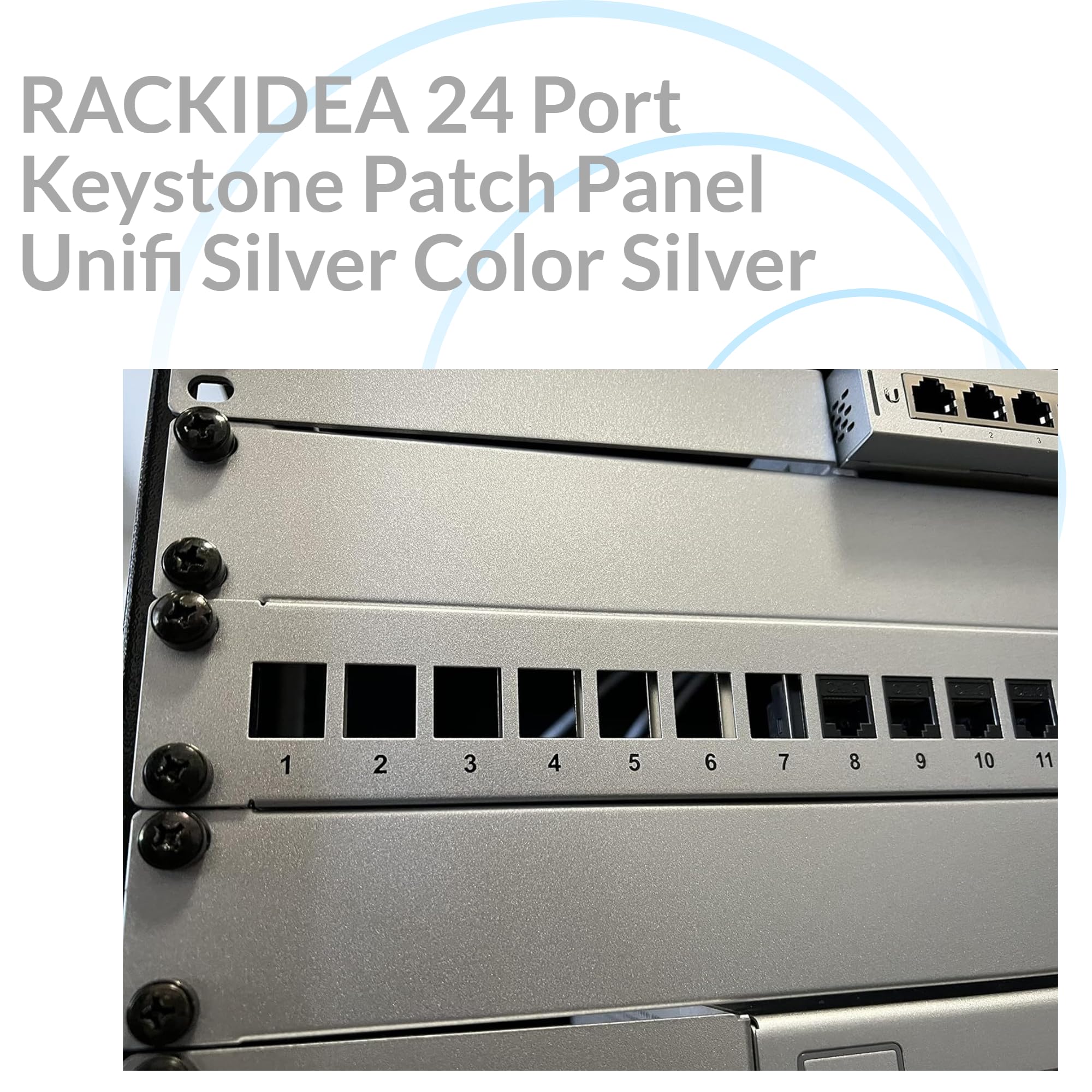 Rackidea 24 Port Keystone Patch Panel (Blank Patch Panel For Keystone Jacks/Keystone Panel) Unifi Silver Color Silver