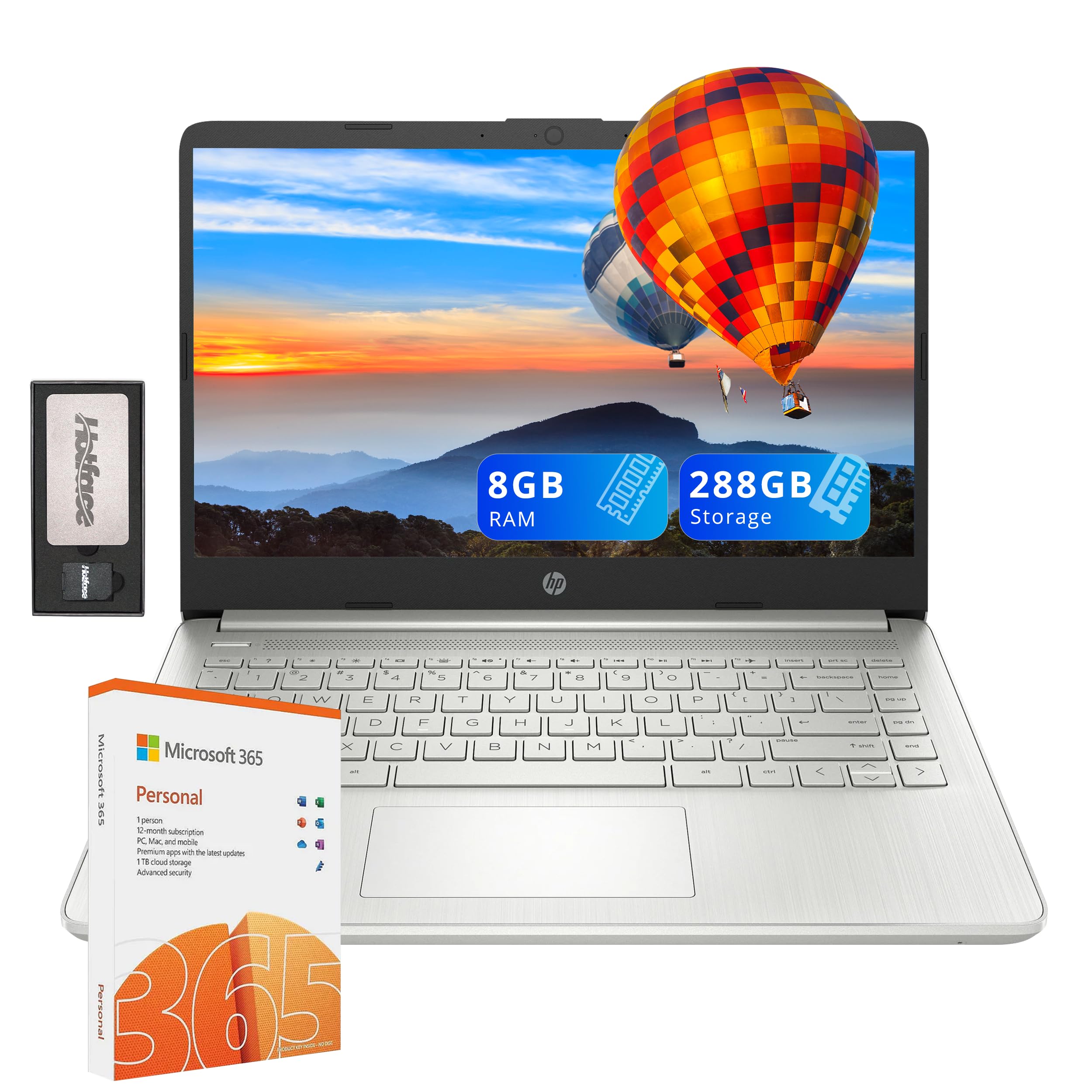 Hp Stream 14'' Hd Brightview Laptop, Intel Celeron N4120, 8Gb Ram, 288Gb Storage (128Gb Emmc + 160Gb Ssd Docking Station Set), I