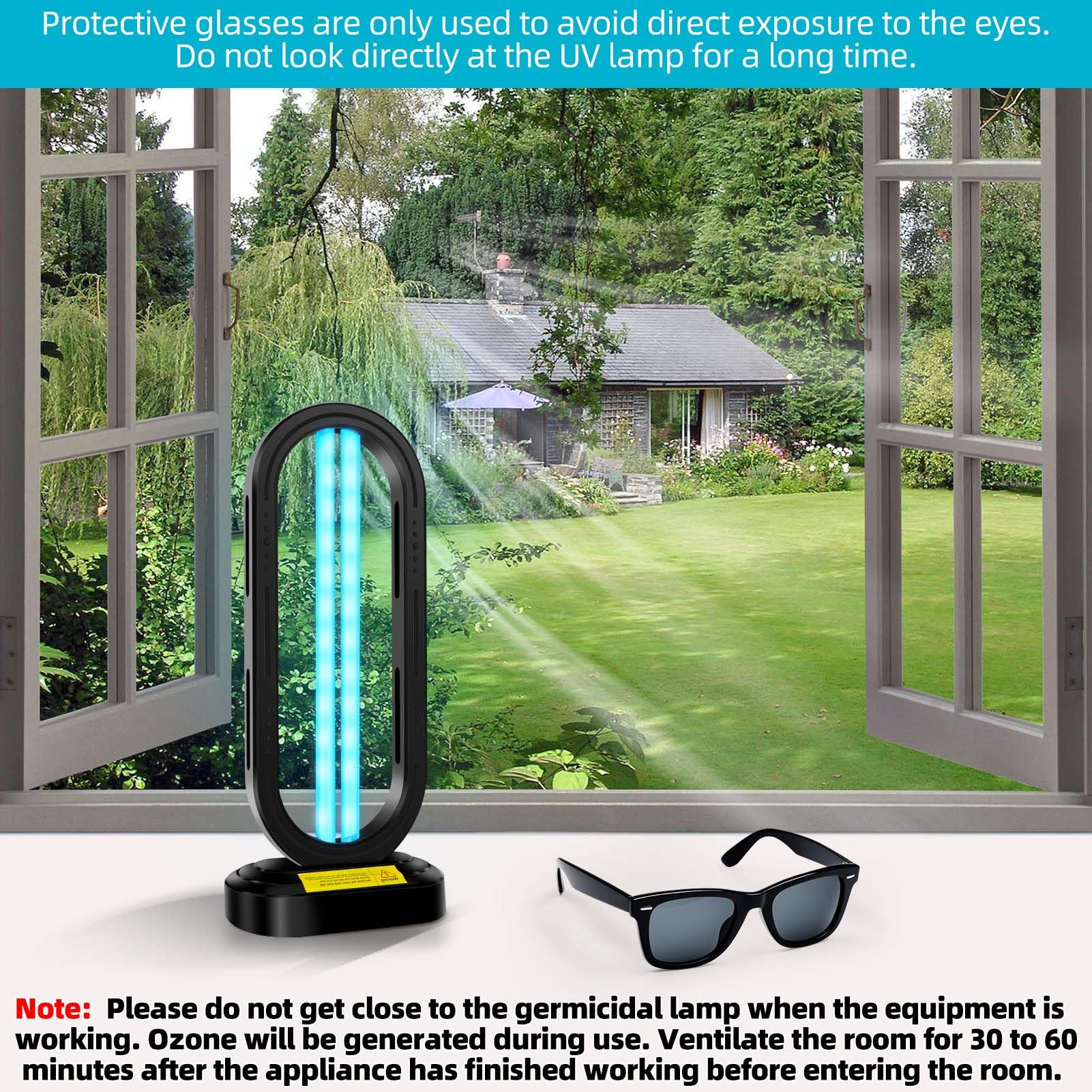 Feefir Uv Light Sanitizer,4-Speed Timing And Remote Control Uvc Home Disinfection Device,Portable Ultraviolet Light Sanitizer Fo