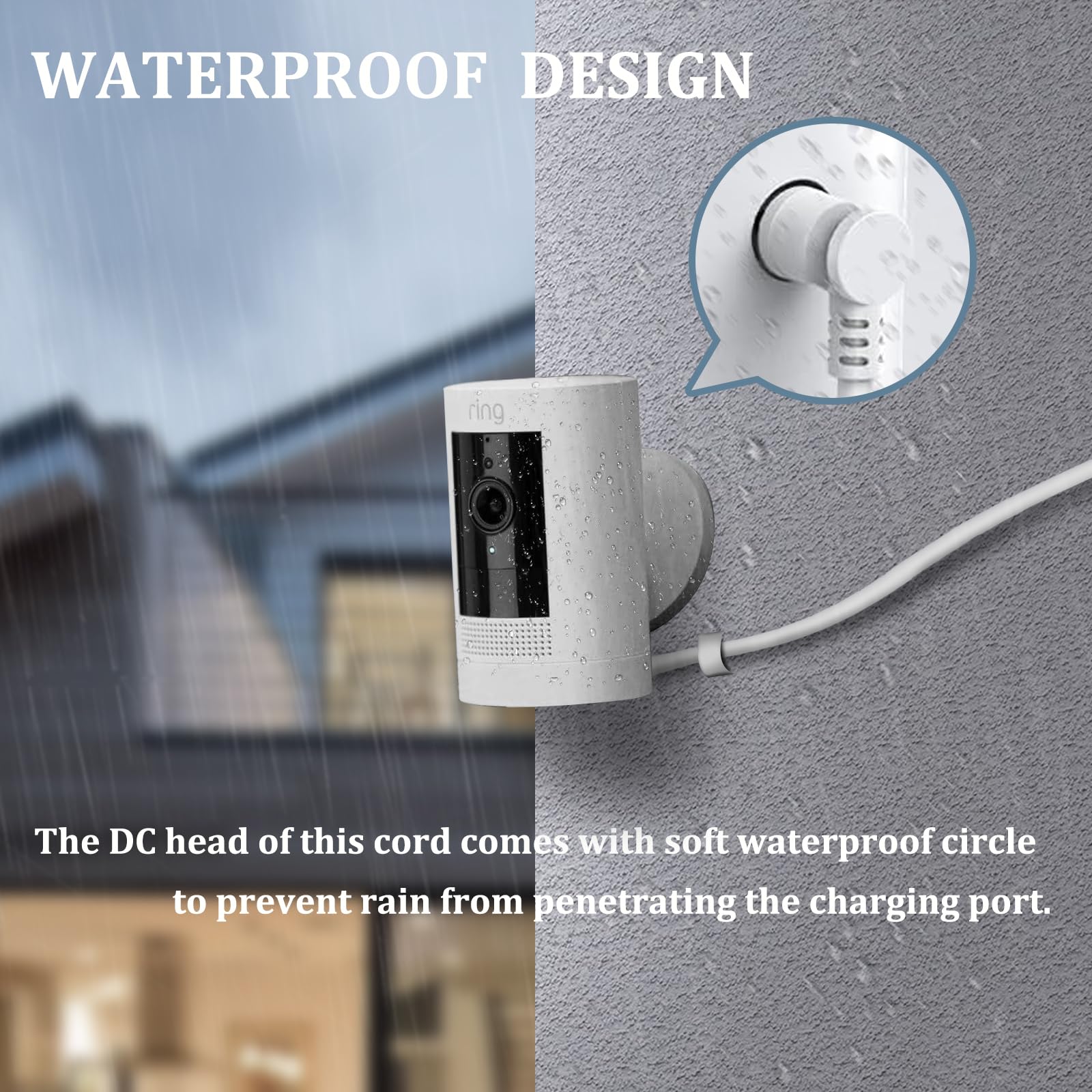 Oogude 30Ft Charge Cords With Quick 2A Power Adapter For Ring Camera Battery Indoor Outdoor Charging Cable For Ring Stick Up Cam