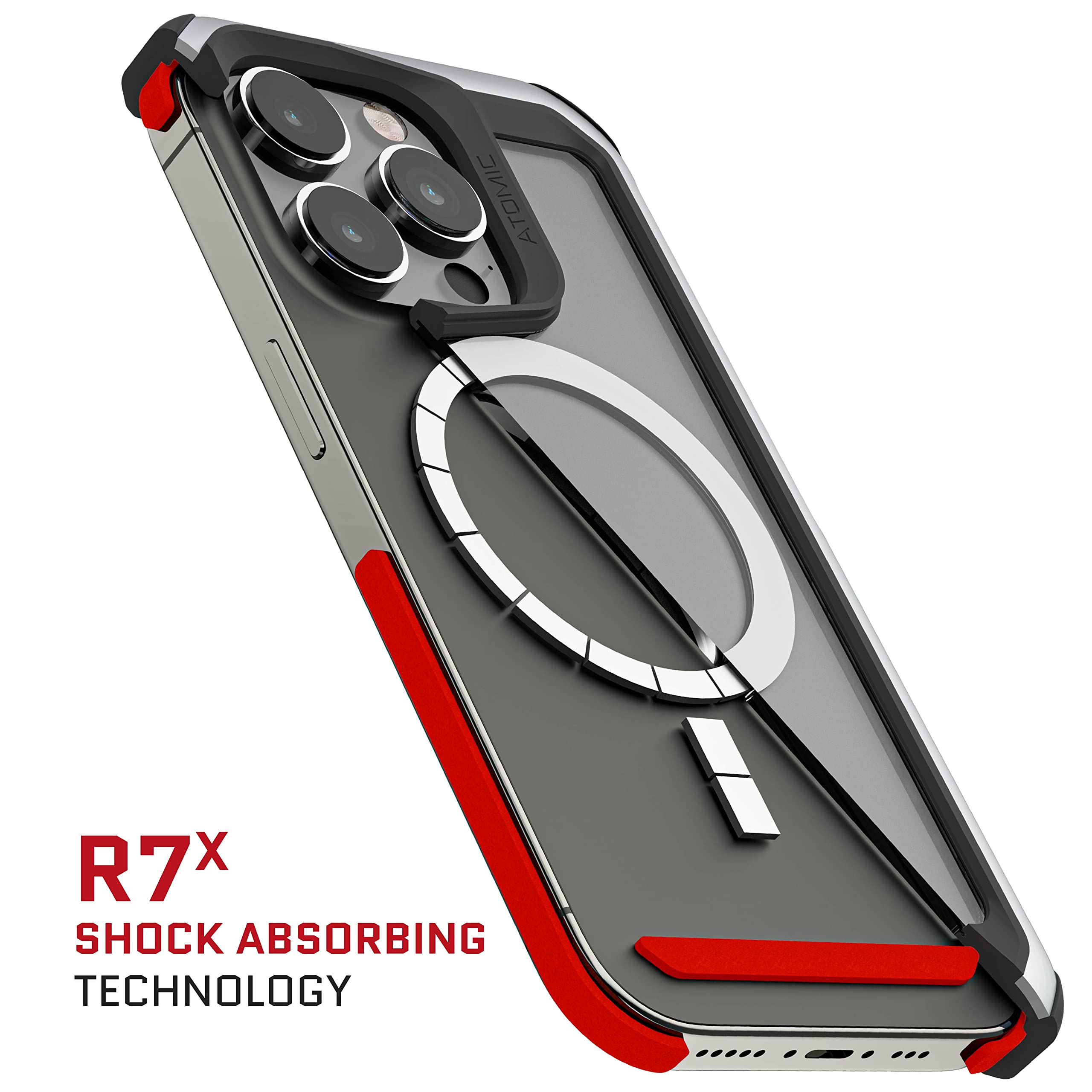 Ghostek Atomic Slim Iphone 14 Plus Magsafe Case With Clear Back And Aluminum Metal Bumper Wireless Charging Compatible Heavy Dut