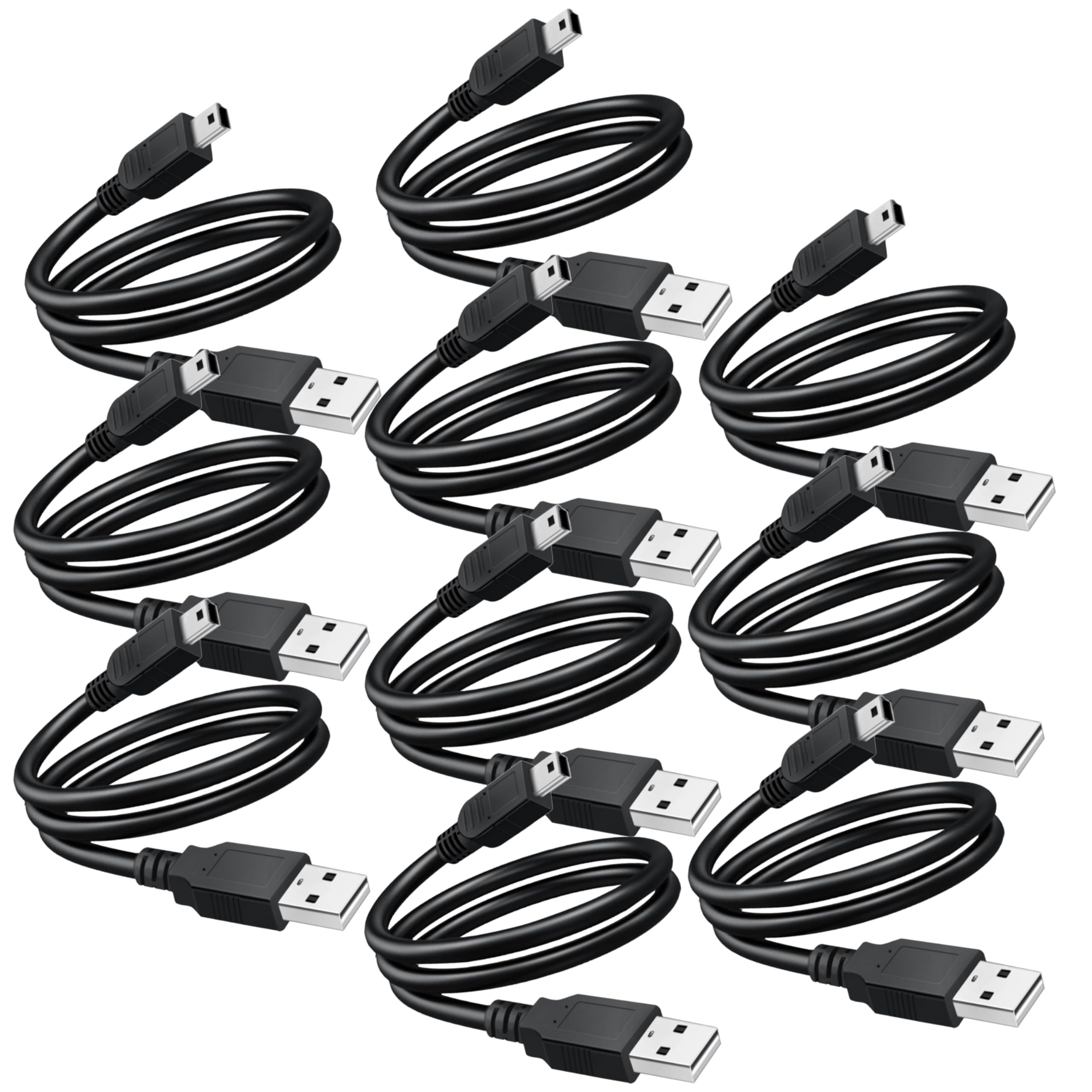 Saitech It 10 Pack Usb 2.0 A To Mini 5 Pin B Cable For External Hdds/Camera/Card Readers/Mp3 Player Black  35Cm(1 Feet)