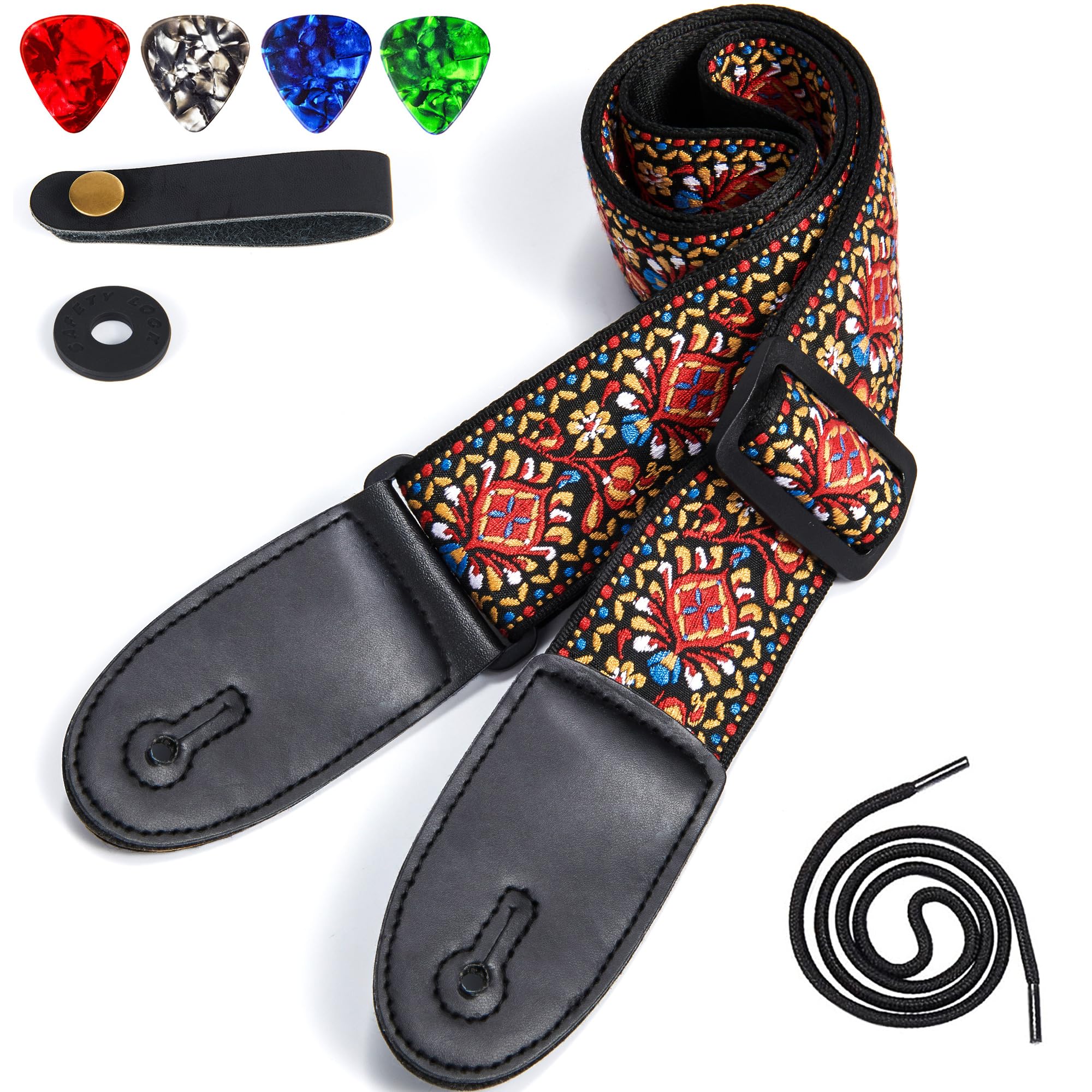 Wogod Guitar Strap (Red Jacquard)