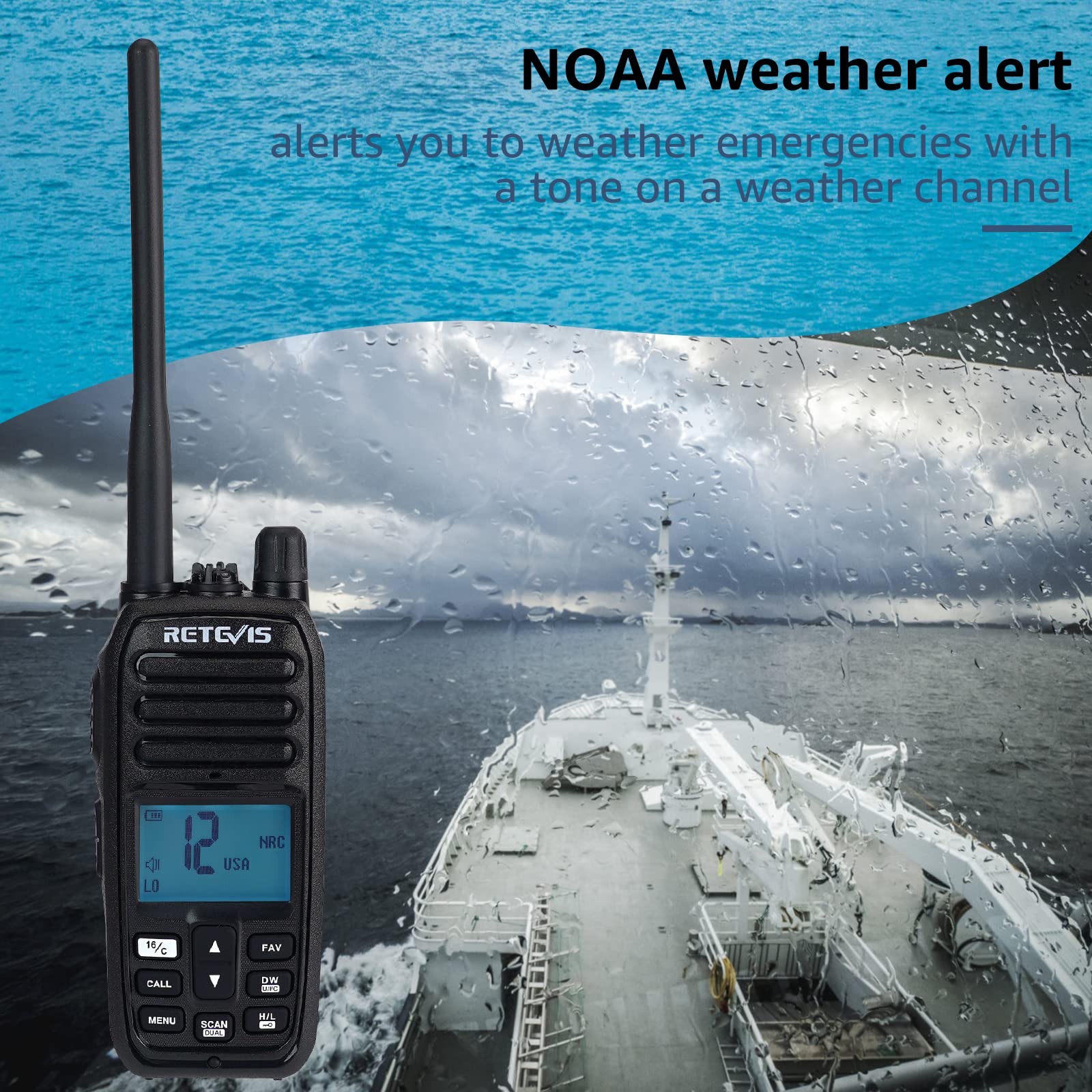 Retevis Rm21 Handheld Marine Radio,Radio Marine Floating Ip67 Submersible,Noise Cancelling,1800Mah,Backlit Lcd Display,Noaa Weather,Clear Audio,Boat Radio For Fishing Marine Construction