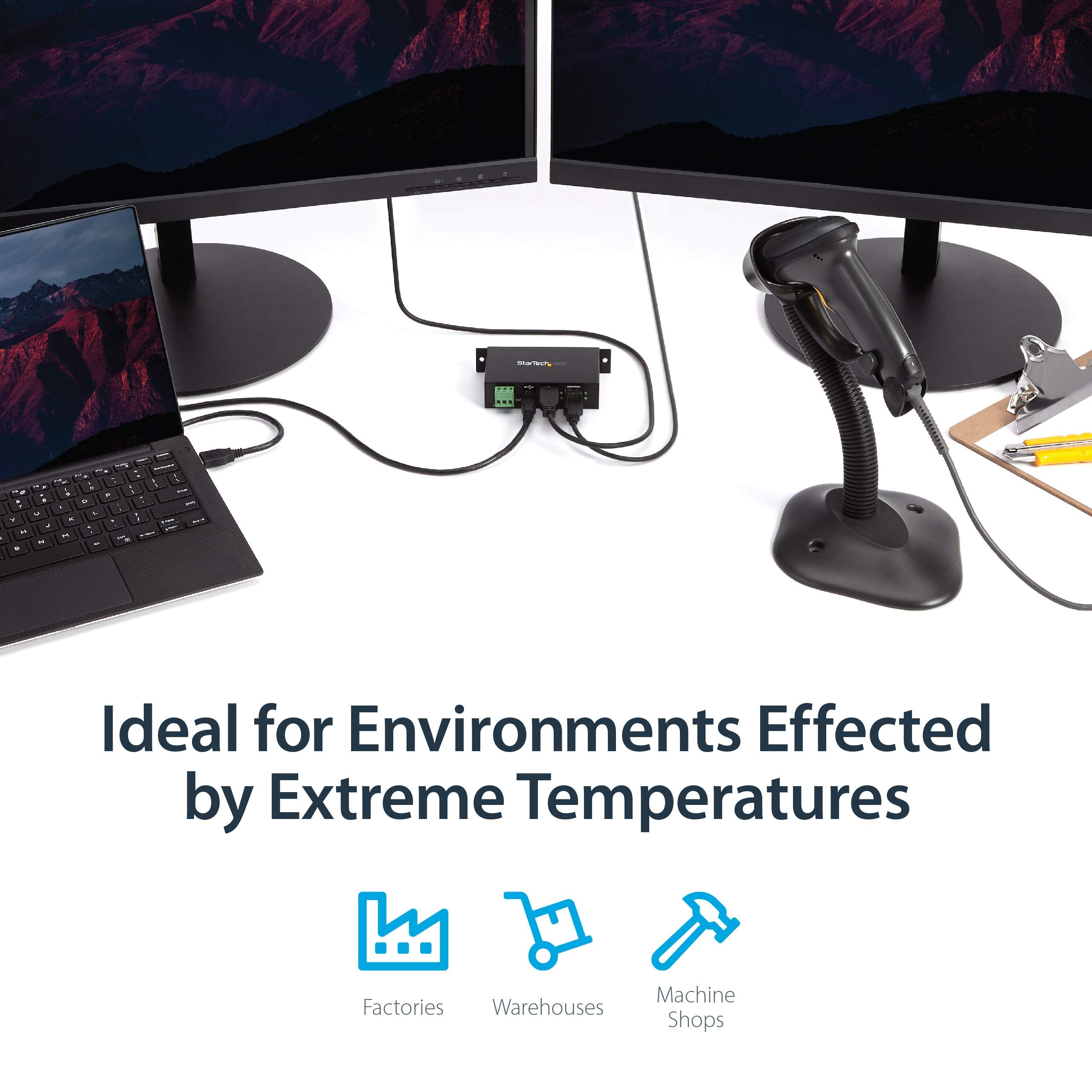 Startech.Com 4 Port Usb 2.0 Hub   Metal Industrial Usb A Hub   Din Rail, Wall Or Desk Mountable Usb Data Hub   Taa Compliant Usb