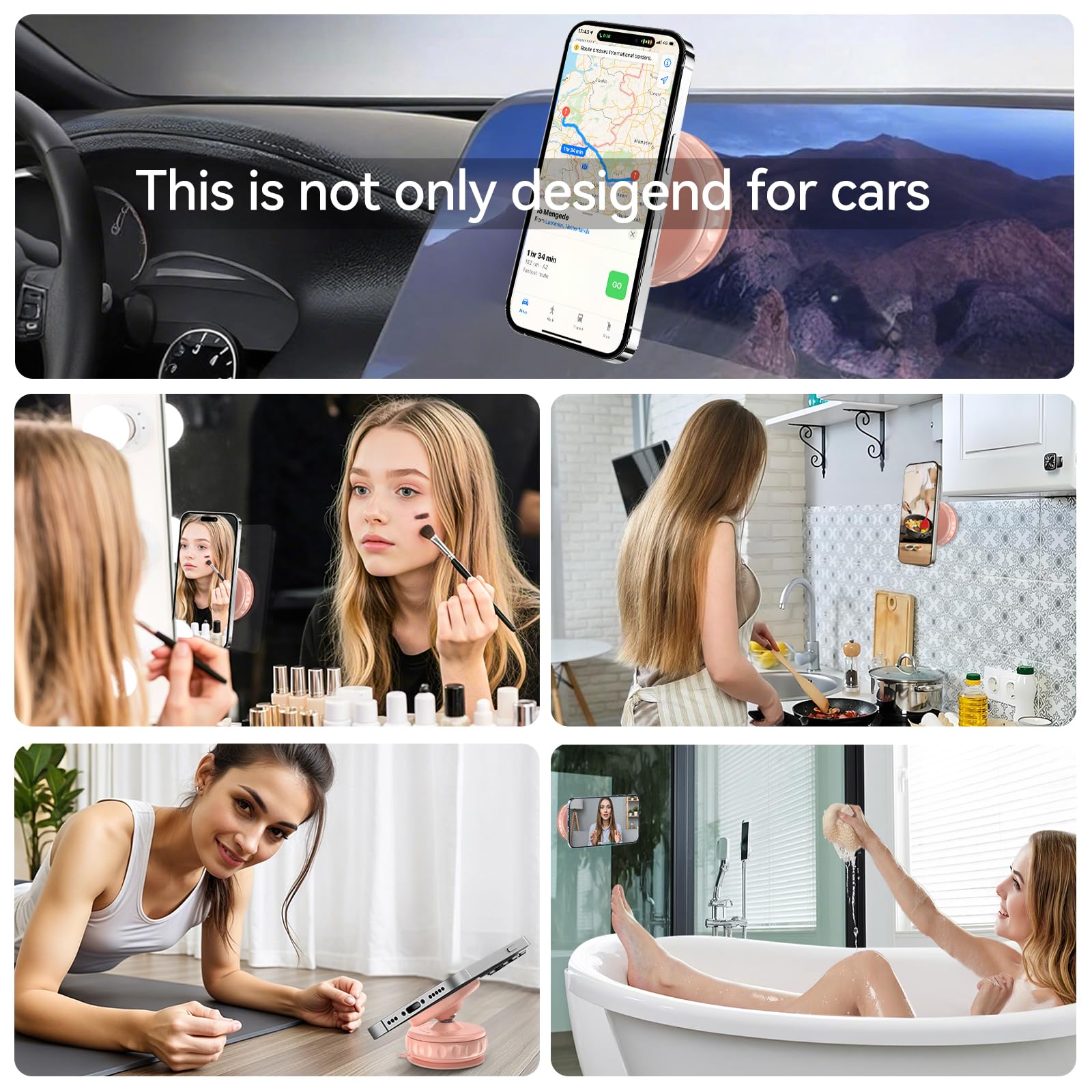 Magnetic Phone Holder For Car [Strongest Magnet Power] Suction Cup Phone Mount For Car Vent, 360 Adjustable Air Vent Hands-Free