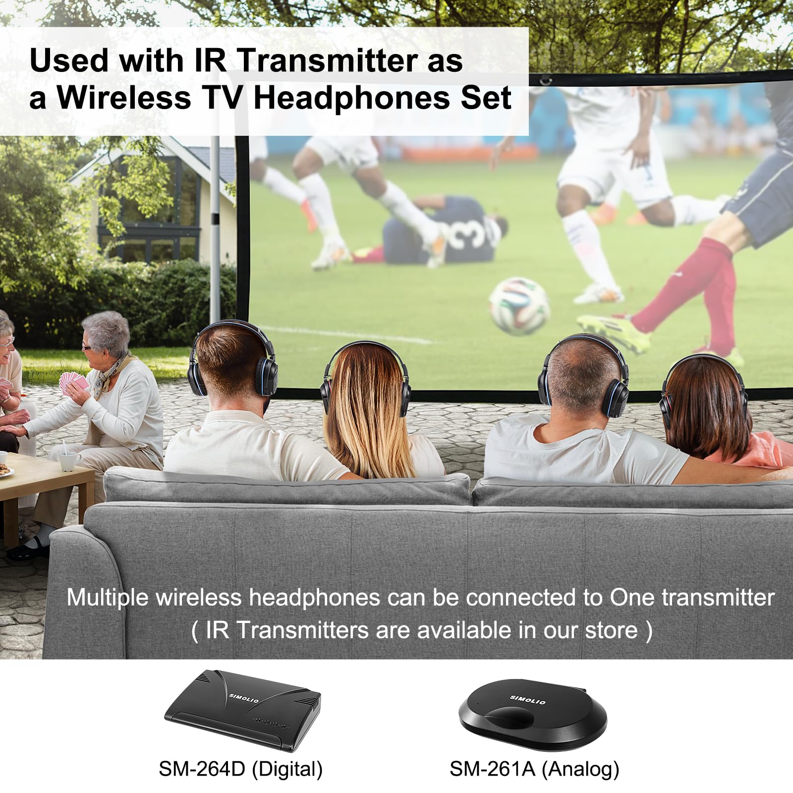 Simolio 4 Pack Ir Headphones For Car Dvd, Wireless Headphone For Tv, Outdoor Movie, Dual Channel Infrared Headphone For Uconnect