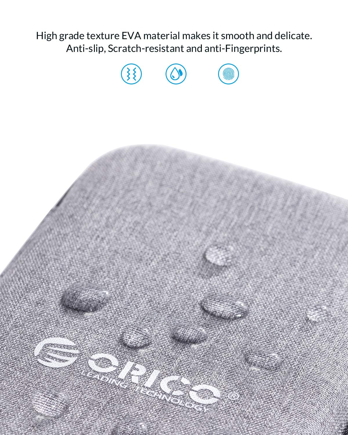 ORICO Hard Drive Case 2.5 inch External Drive Storage Carrying Bag Waterproof Shockproof with Inner Size 5.5x3.5x1.0inch for Organizing HDD and Electronic Accessories,Grey(PHD 25)