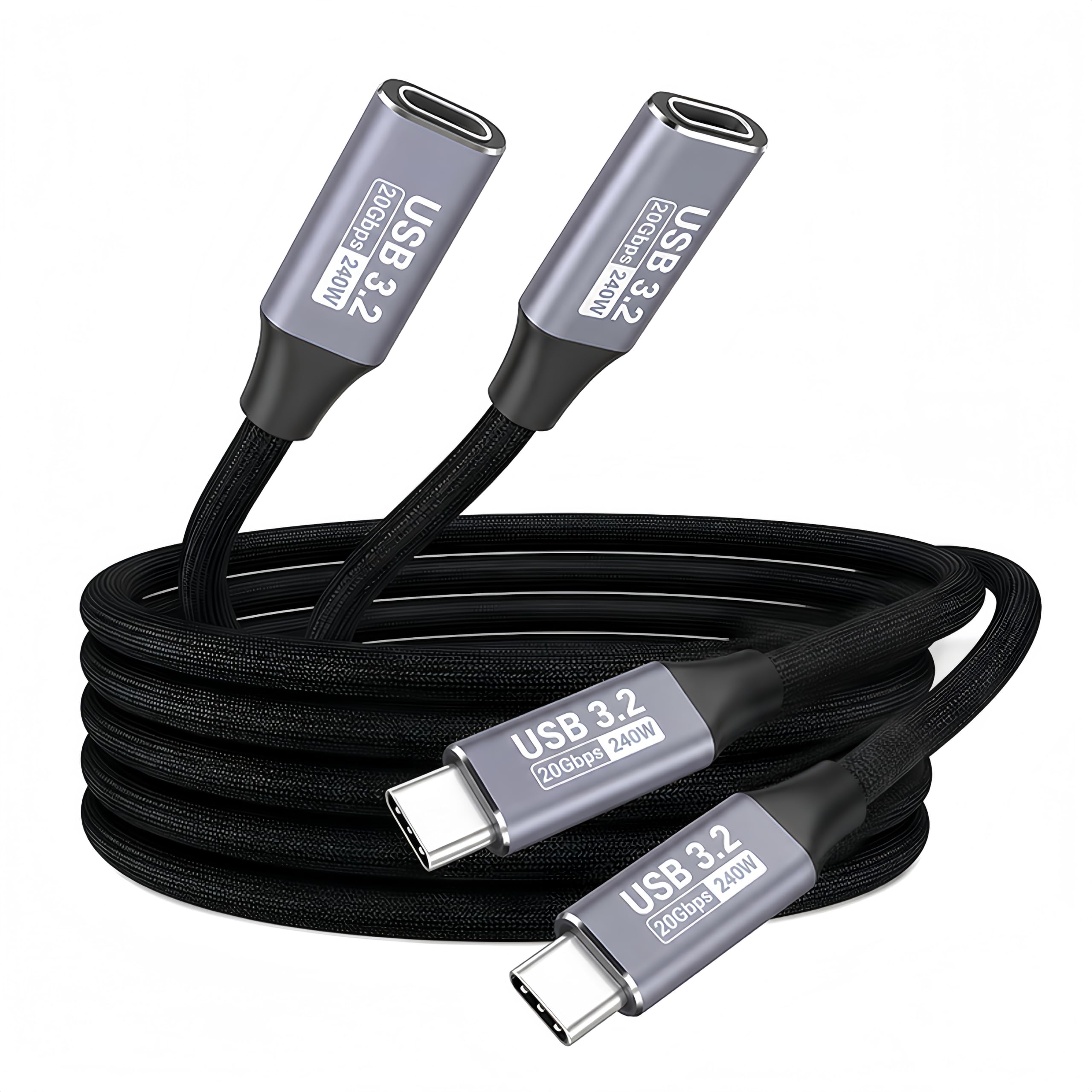 basecolors 2 Pack USB C Extension Cable (20Gbps/240W/4K@60Hz/3.3Ft), USB 3.2 Gen 2,Usbc Extension Cable Compatible with iPhone 1
