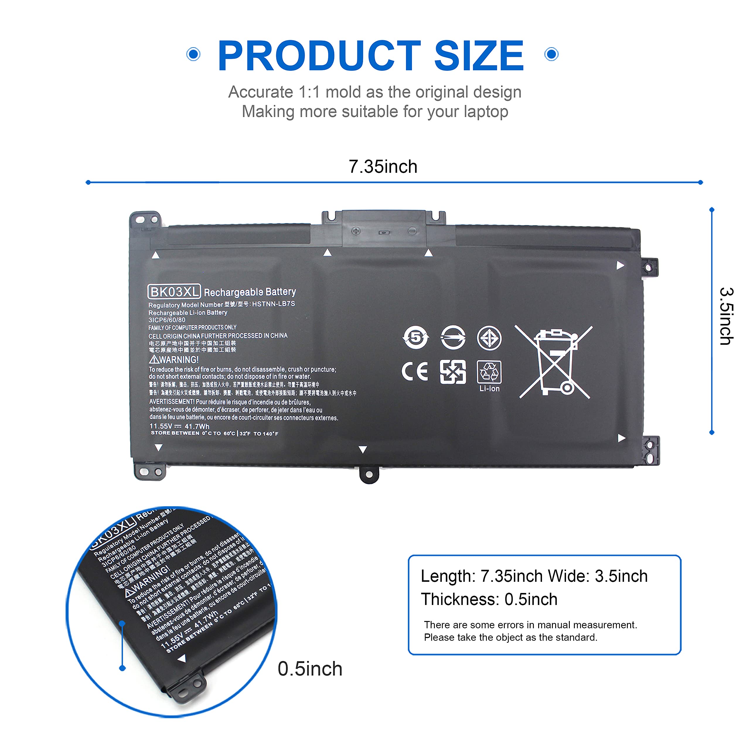 Bk03Xl 916811 855 Battery For Hp Pavilion X360 Convertible 14M Ba0Xx 14M Ba1Xx 14 Ba0Xx 14 Ba2Xx 14M Ba114Dx 14 Ba253Cl 14M Ba01