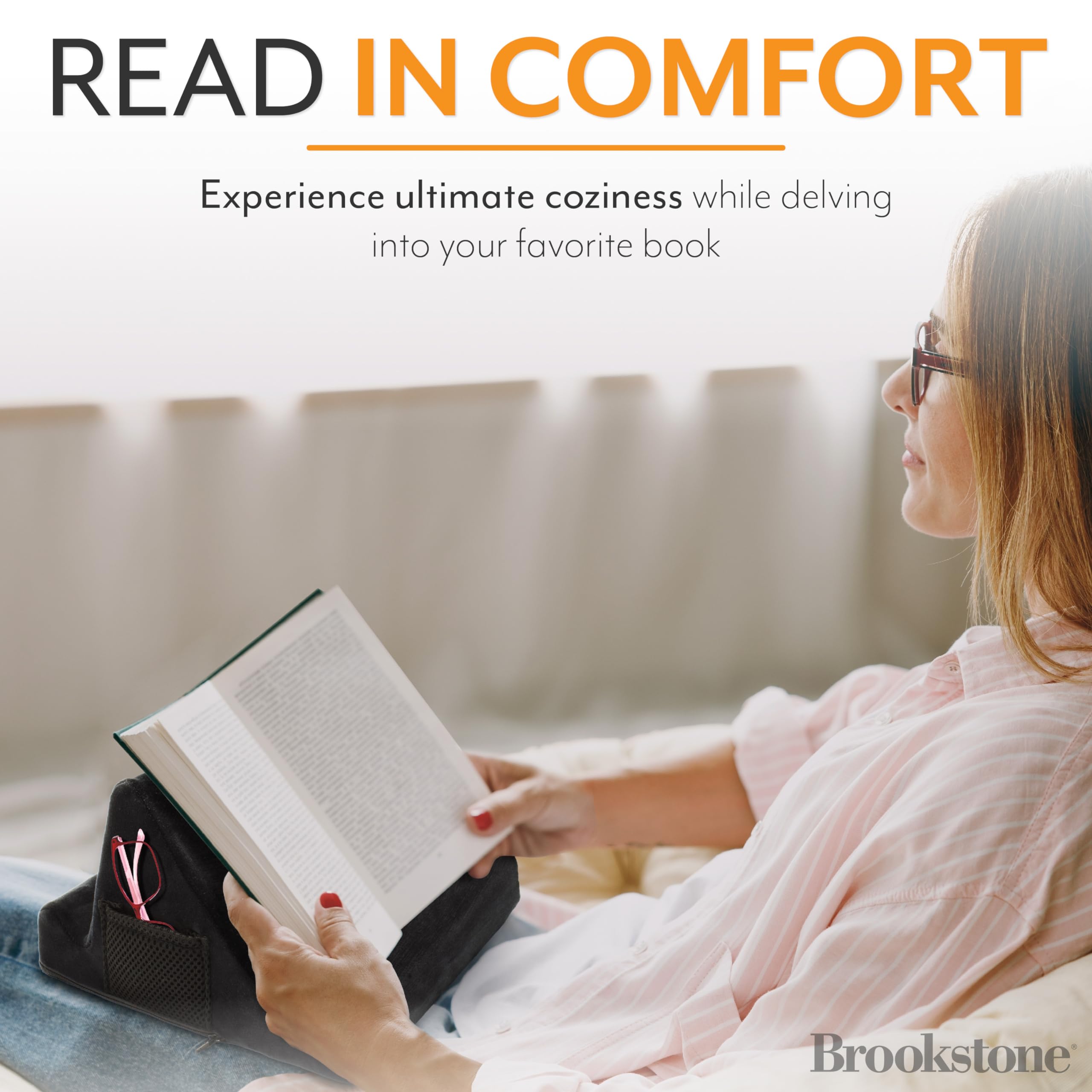 Brookstone   Memory Foam Lap Desk Tablet Holder, Holds Phones, Ipads, E Book Readers, 2 Viewing Angles, 2 Side Pockets For Acces