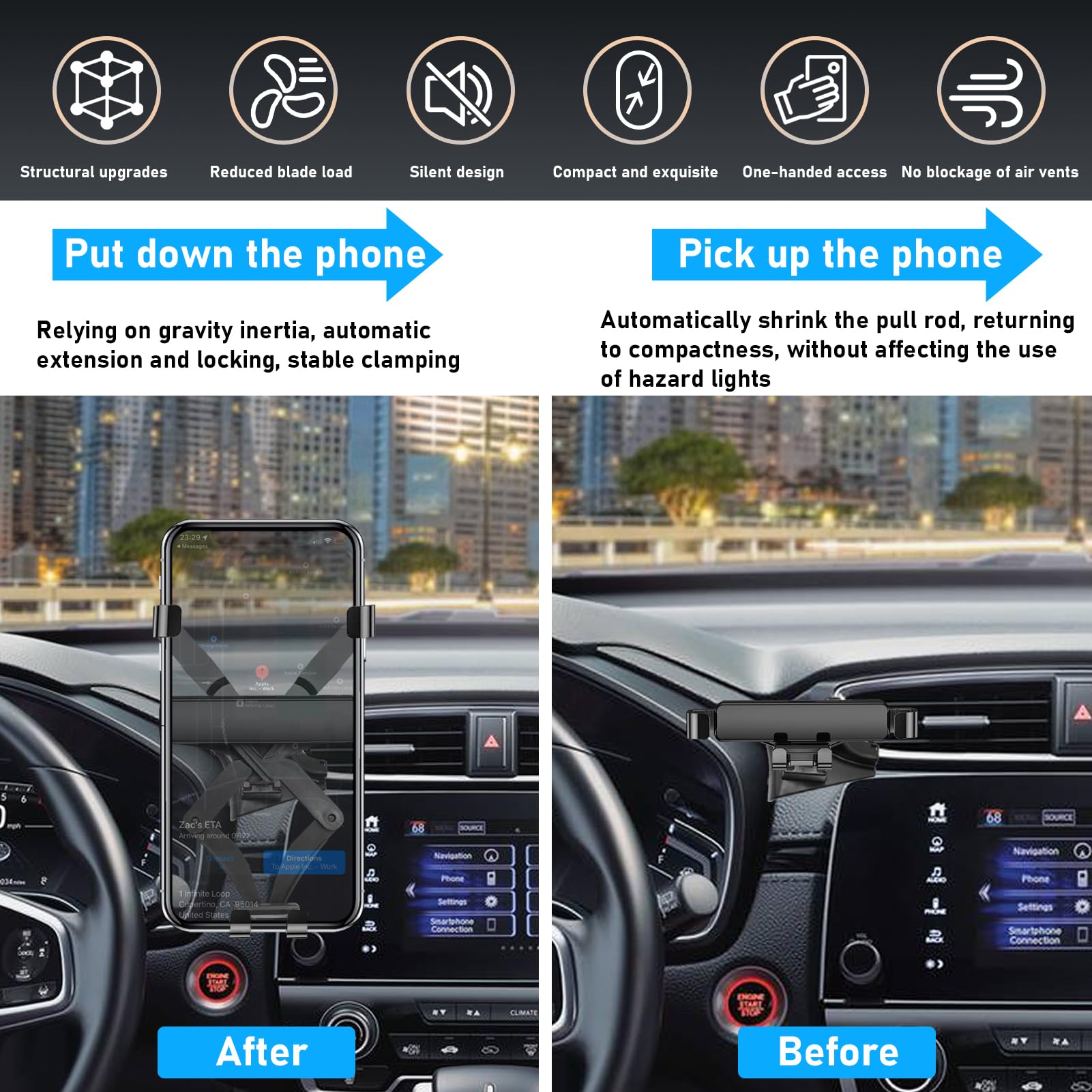 Apeser Compatible With 2017-2021 Honda Crv Car Air Vent Phone Holder Mount,For 5Th Gen Crv Air Vent Phone Mount Holder Anti-Shak