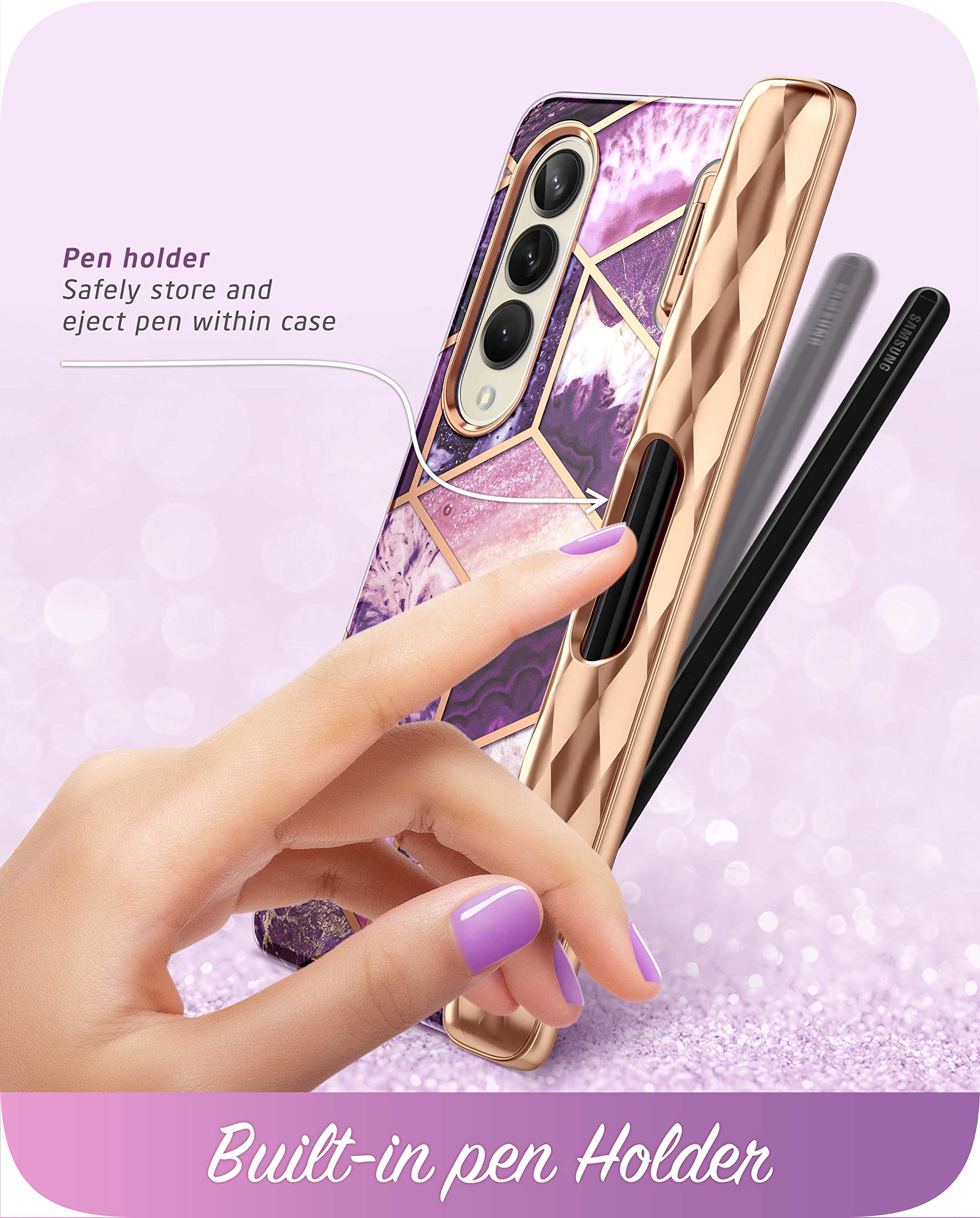 I Blason Cosmo Series For Samsung Galaxy Z Fold 4 Case With Pen Holder (2022), Stylish Protective Bumper Fold 4 Case With Built
