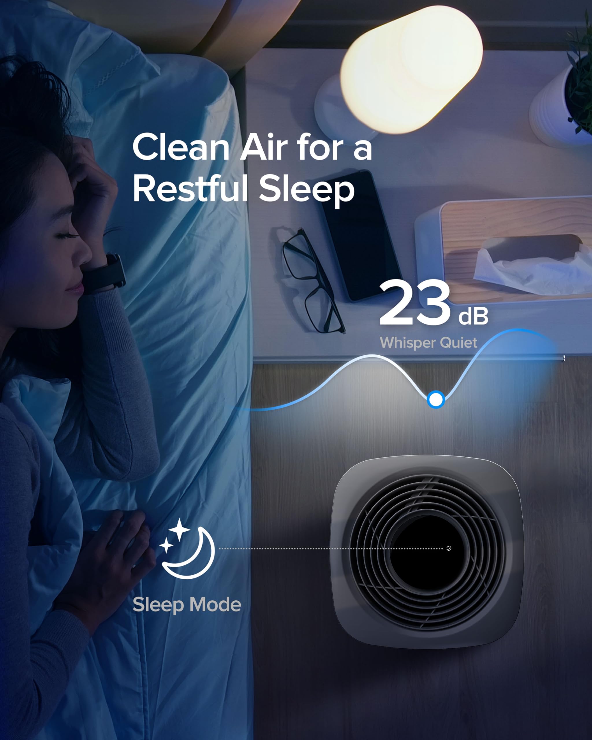 Airversa Air Purifier AP2 - 3-Stage H13 True HEPA, Smart HomeKit Compatible, 1000 sq.ft, White, Compact Design 8.7"D x 8
