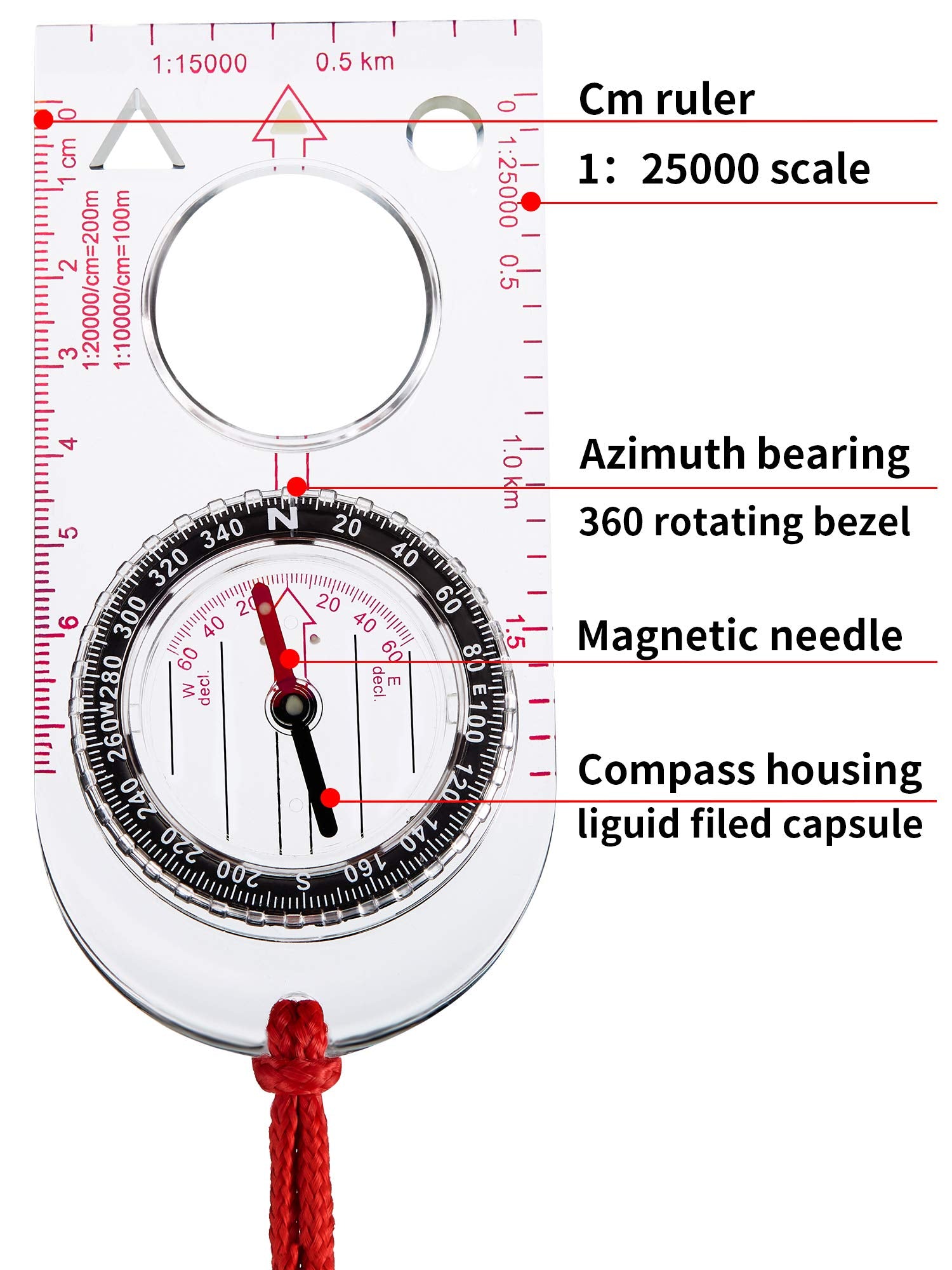 6 Pieces Orienteering Compass Hiking Navigation Backpacking Compass Map Reading For Scout Outdoor Camping Survival Gifts(Style 2