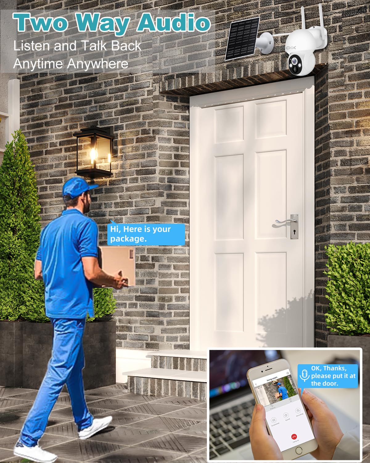 4Mp Solar Camera Security Outdoor, Ptz Wireless Security Cameras, Wire-Free, Pan/Tilt/Zoom, Pir Detection, 2-Way Audio, Ip66 Wat