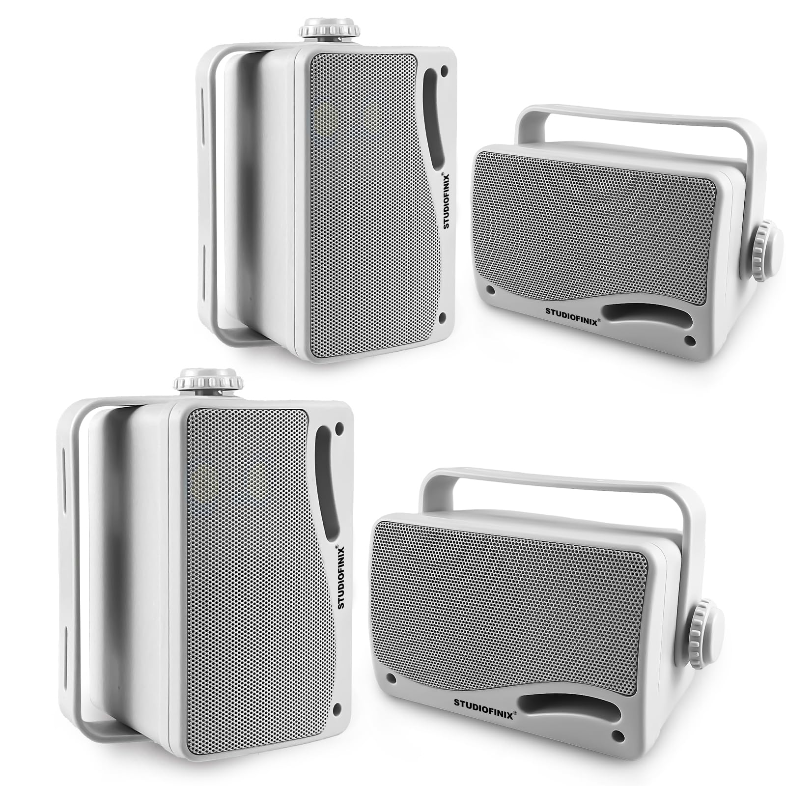 STUDIOFINIX 3.5 Outdoor Bluetooth Speakers Wired Waterproof, 400W 3 Way Upgrade Premium Wall Mount Speakers, Durable Mountable L