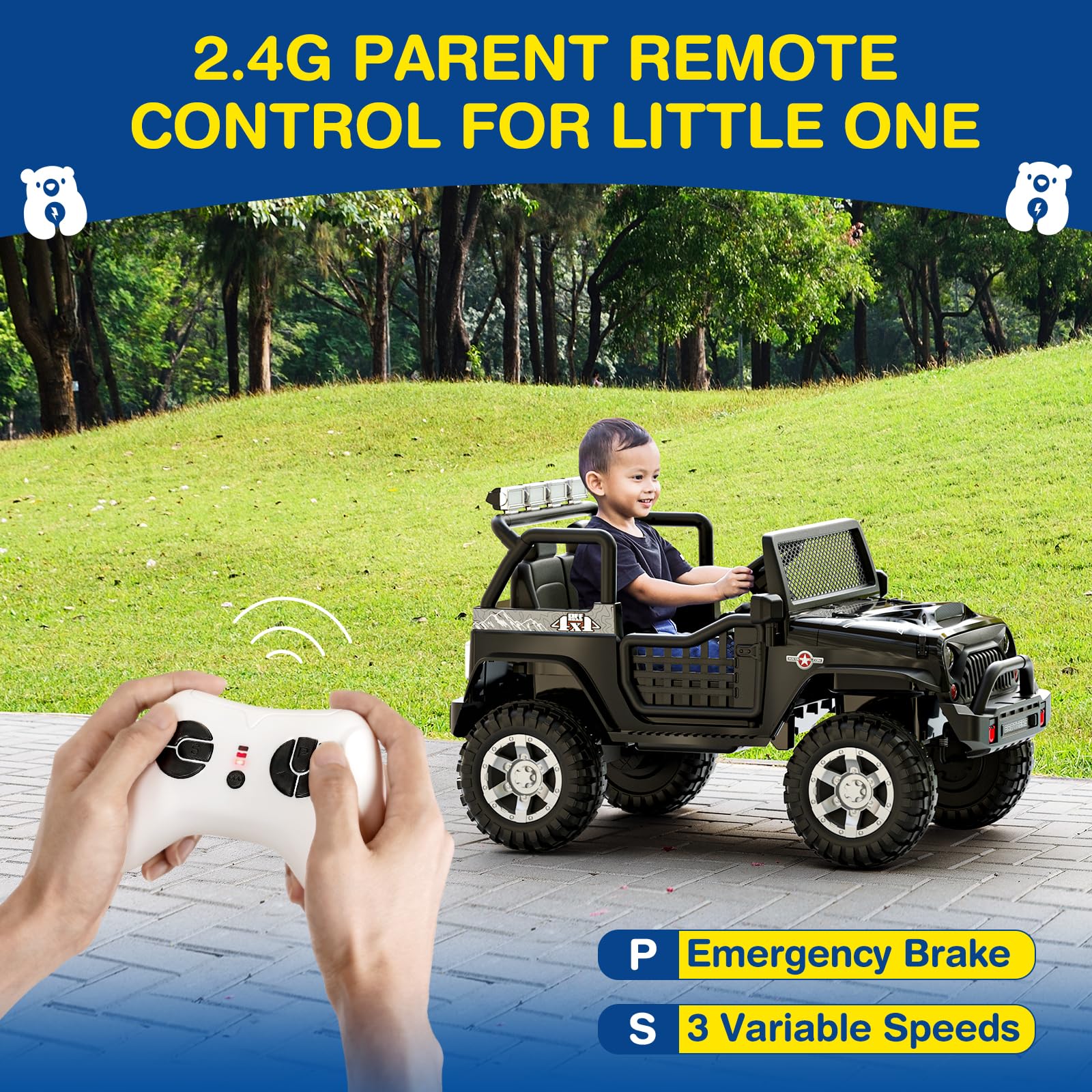 Ligiant L8 Ride On Car, 12V Kids Electric Car W/Remote Control, 2 Seater, Spring Suspension, Bluetooth Speaker, Multi Music Mode