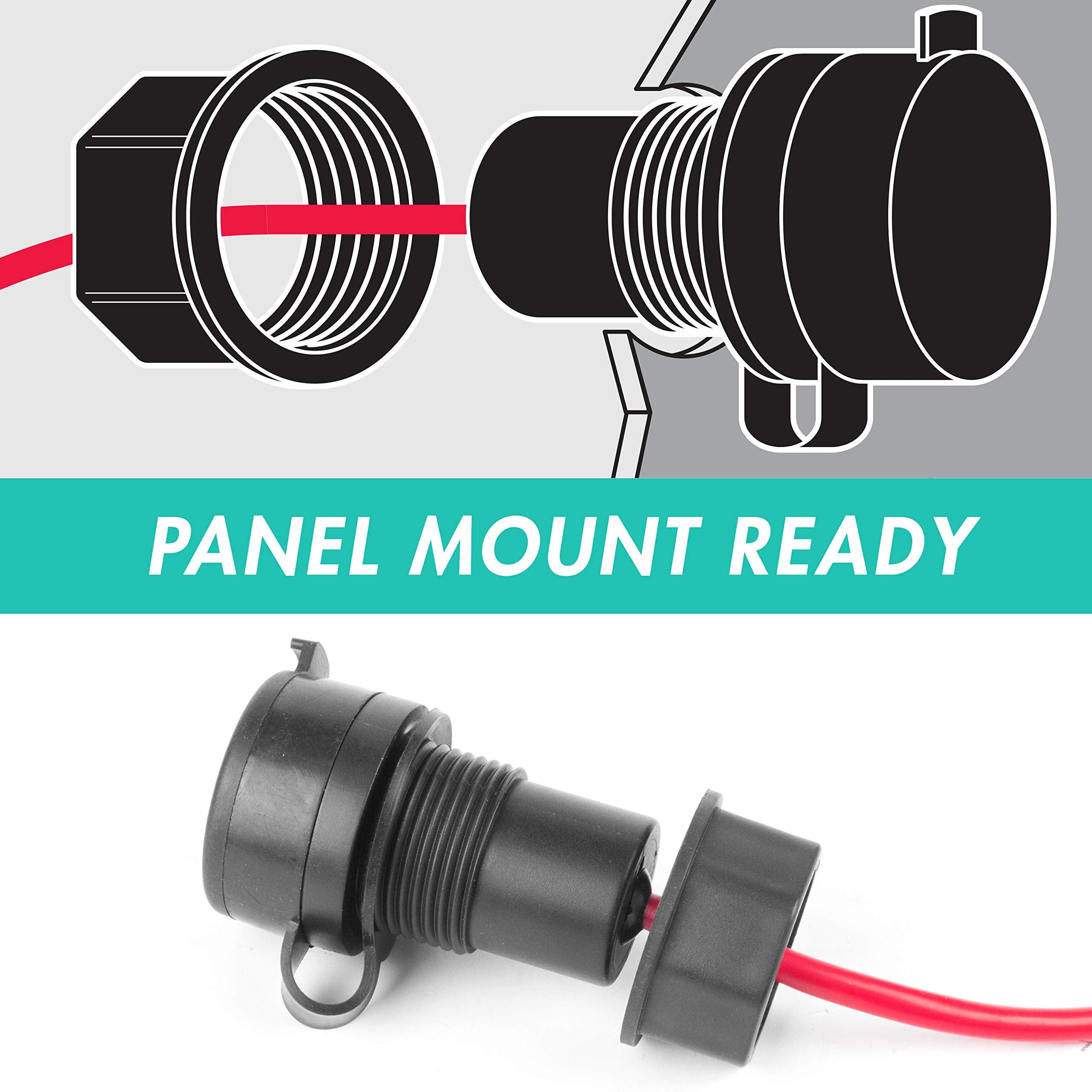 Wagan 12V/24V 12Ft. Dc Extension Cable With Panel Mount And Weather Proof Cover