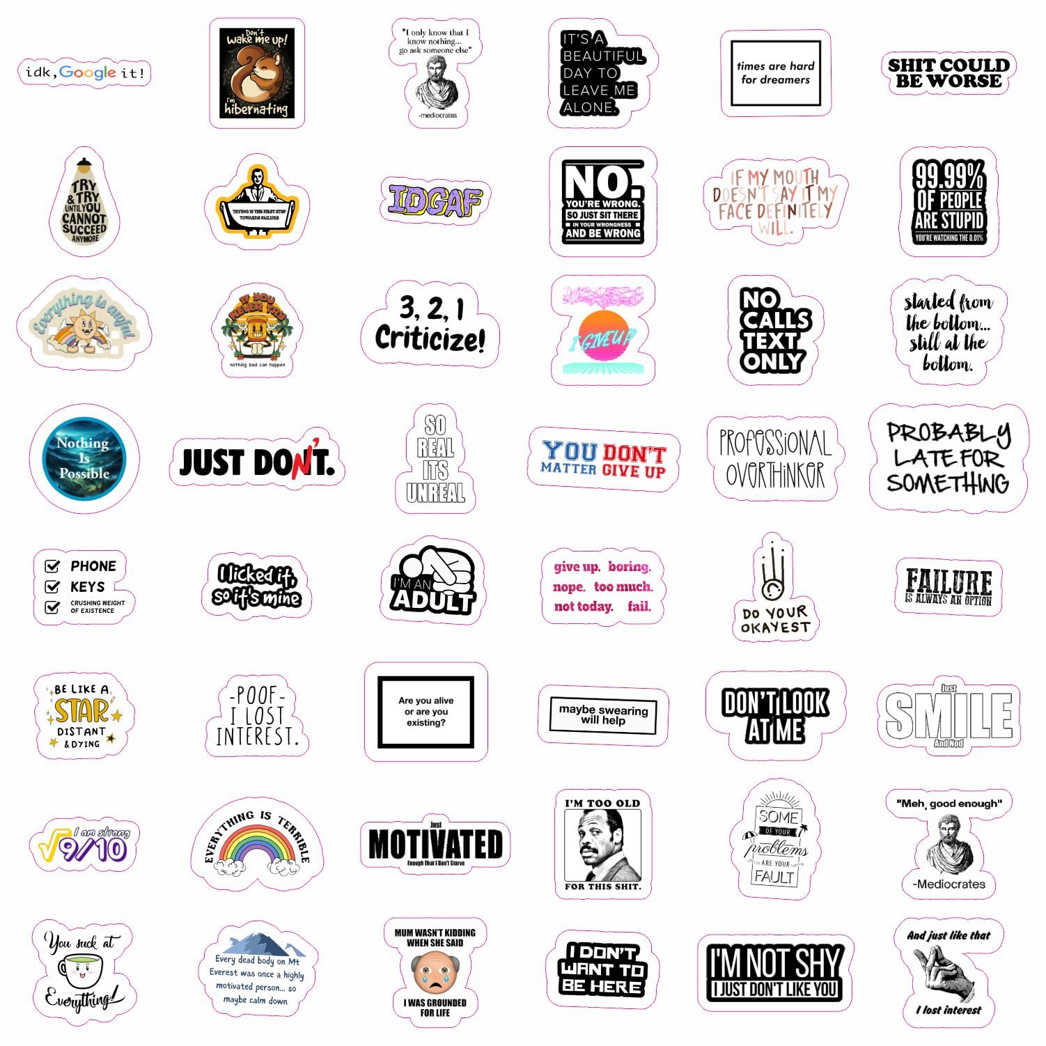 100Pcs Snarky Stickers, Sarcastic Stickers   Demotivational Stickers For Water Bottle And Laptop   Unmotivational Stickers, Funn