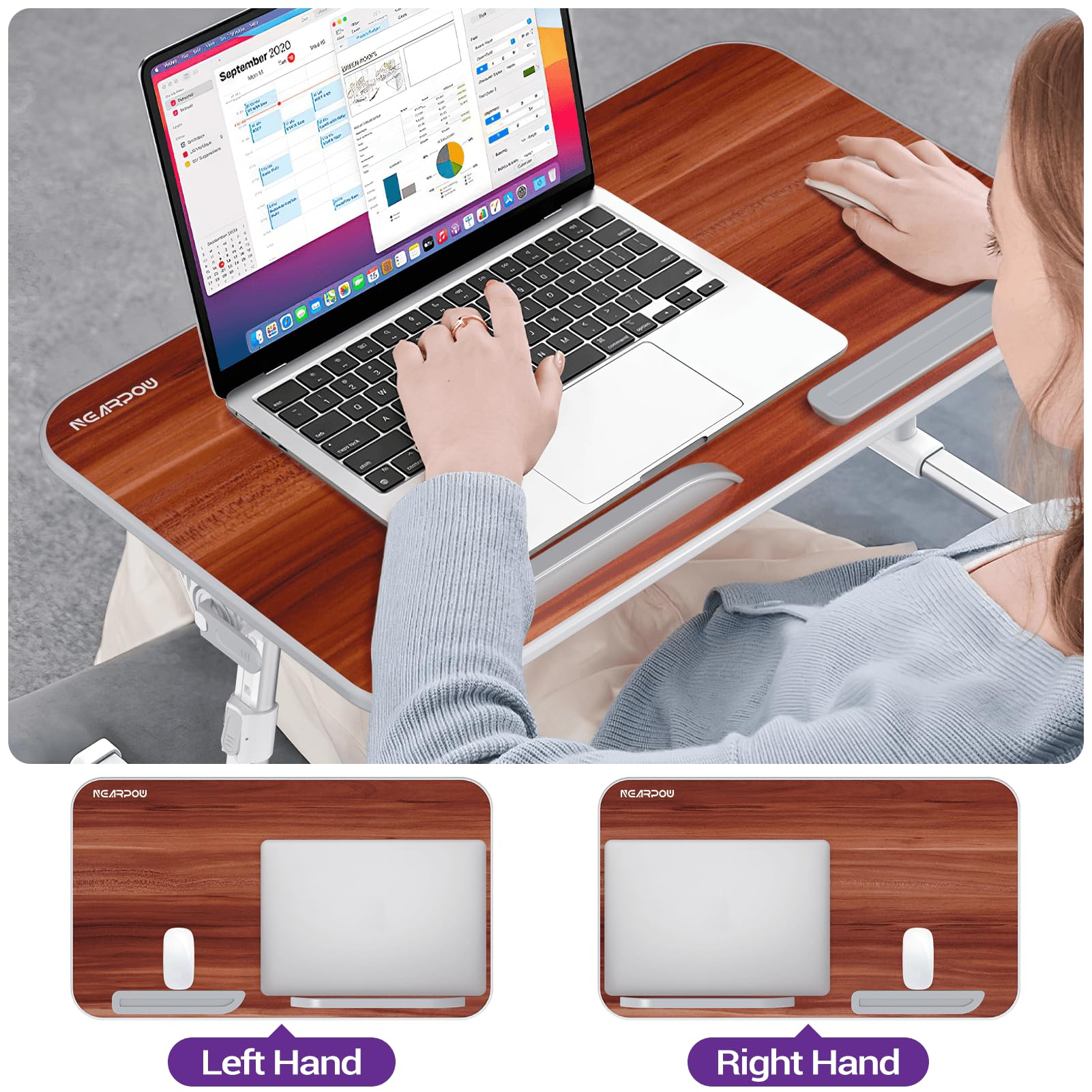 Laptop Bed Table, Nearpow Adjustable Laptop Bed Tray For Computer And Laptop Bed Stand, Laptop Desk For Bed, Lap Desk For Adults