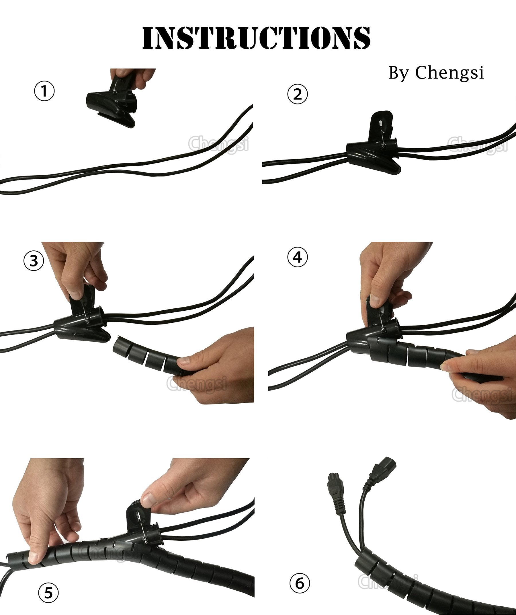 Chengsi Cable Sleeve Organizer 118Inch Coiled Tube Sleeve Cable Management Sleeve For Home Office Pc Tv Black