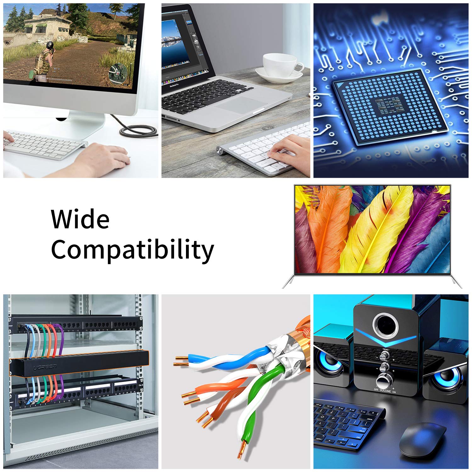 Nanxudyj Cat 8 Ethernet Cable 50Ft/15M,26Awg Lastest 40Gbps 2000Mhz Sftp Patch Cord, Heavy Duty High Speed Cat8 Lan Network Rj45