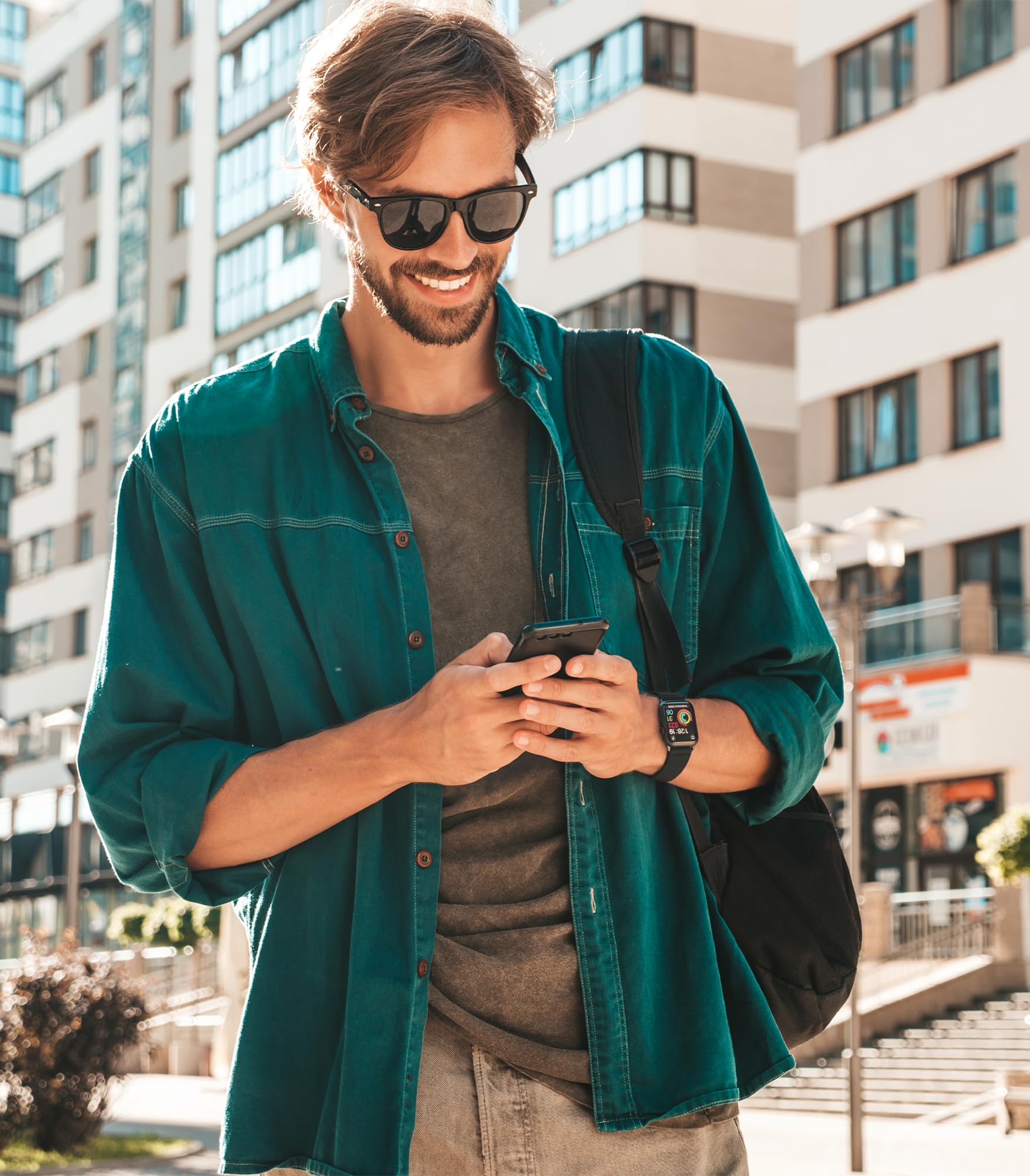 Thunderfit Nylon Smart Watch Band,Compatible With Apple Watch, Adjustable Strap 8 Pack (Charcoal Black, Navy Blue, Army Green, M